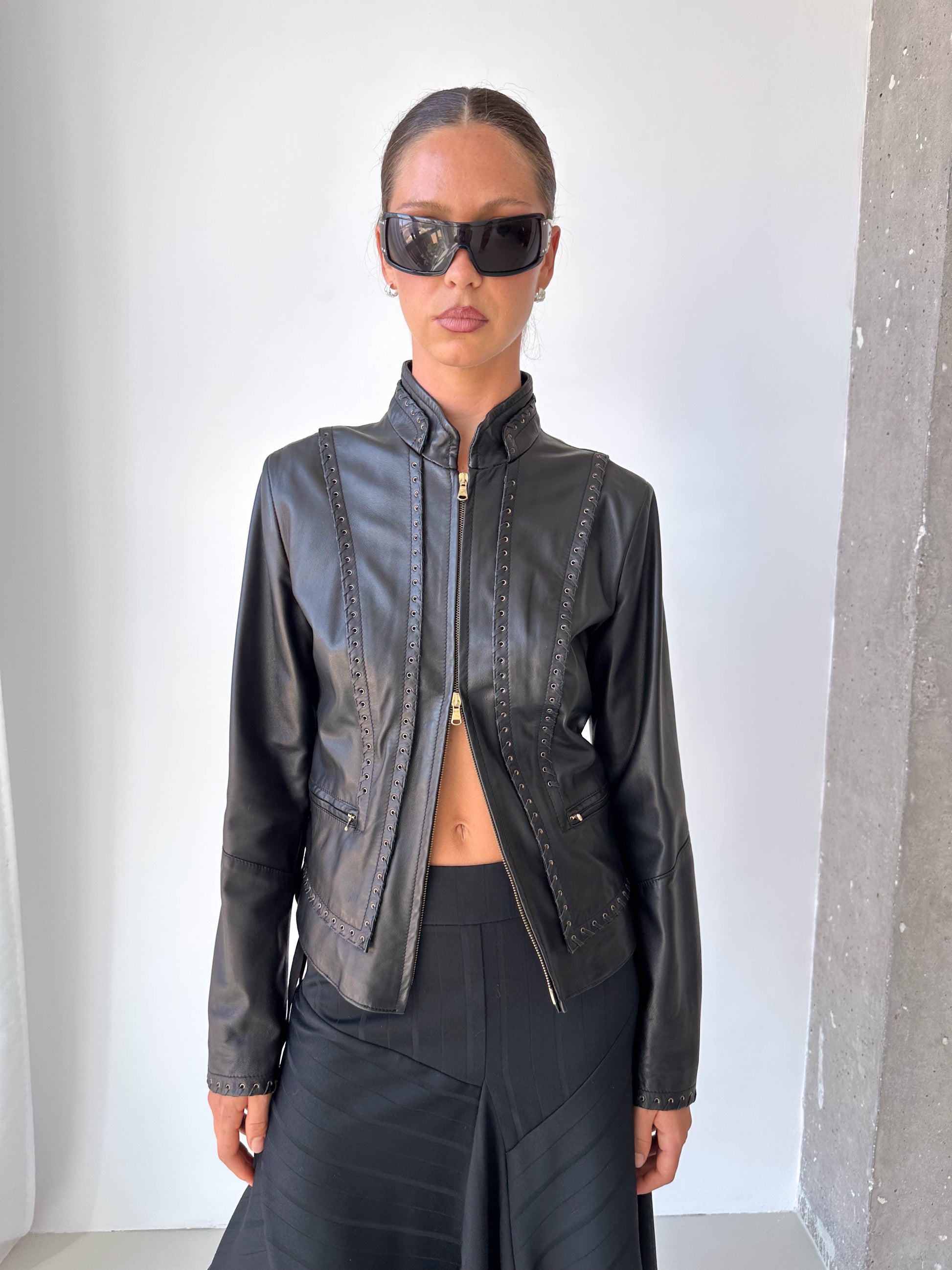 Lace Up Italian Leather Jacket