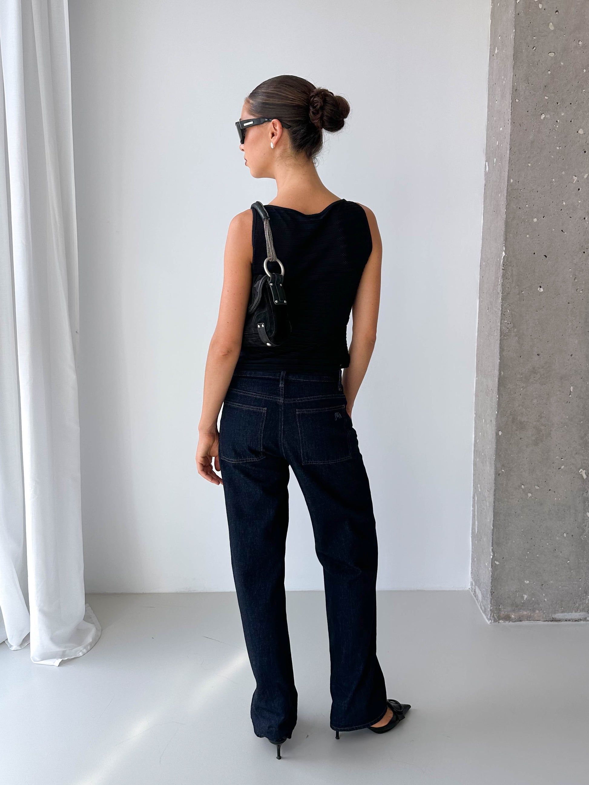 Sheer Stripe Textured Boat Neck Top