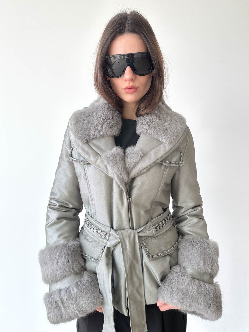 Silver Fur Cuff Jacket