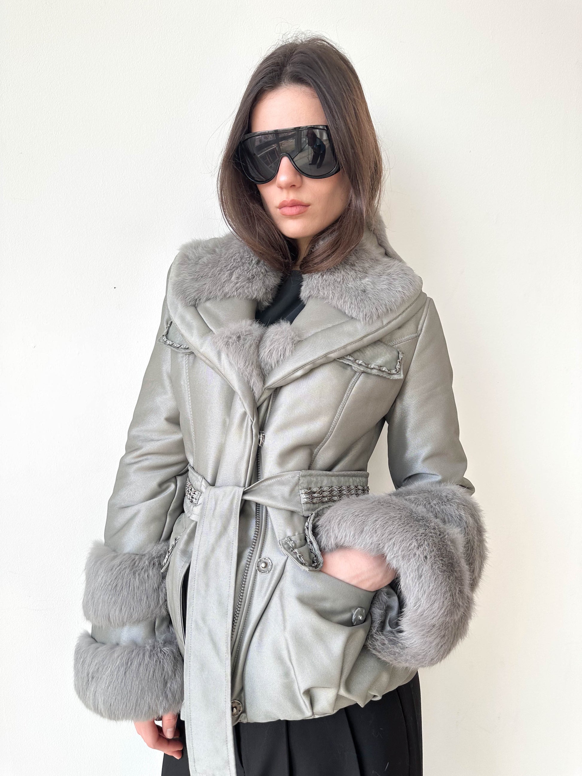Silver Fur Cuff Jacket