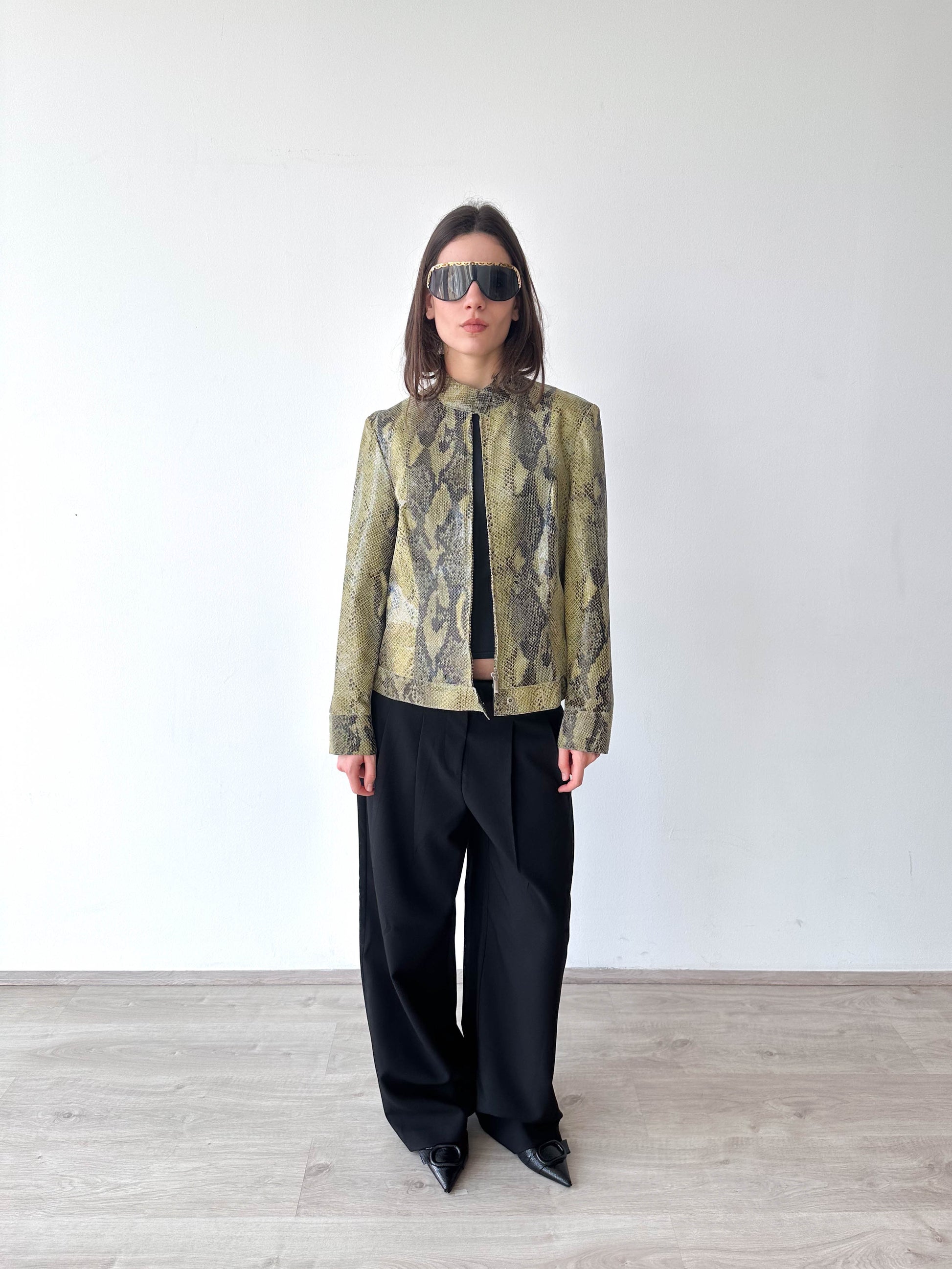 Python Leather Moto Jacket