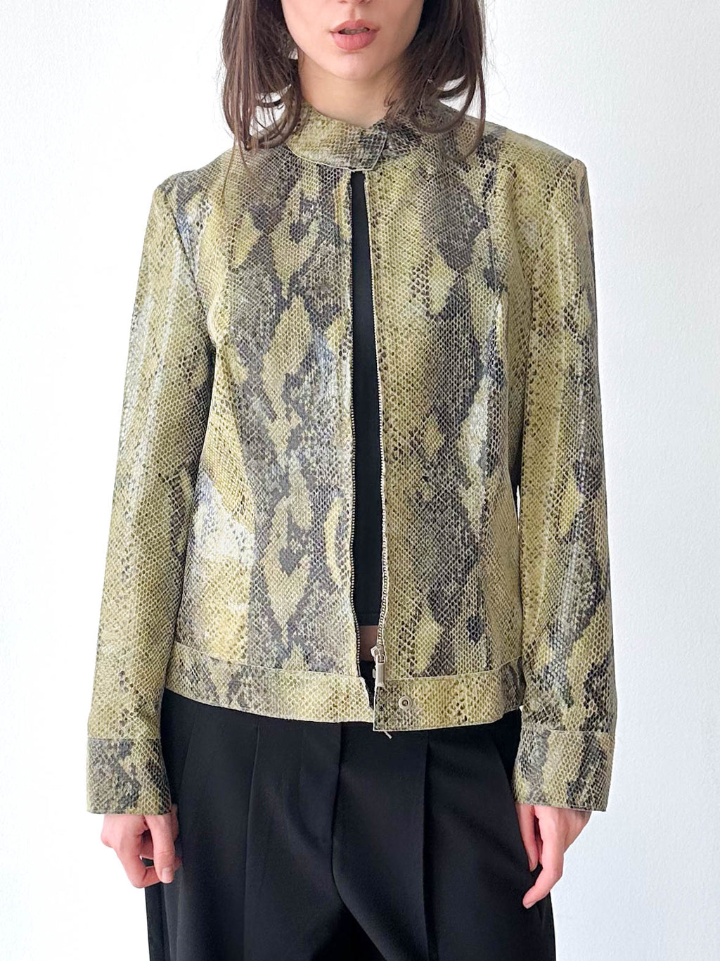 Python Leather Moto Jacket