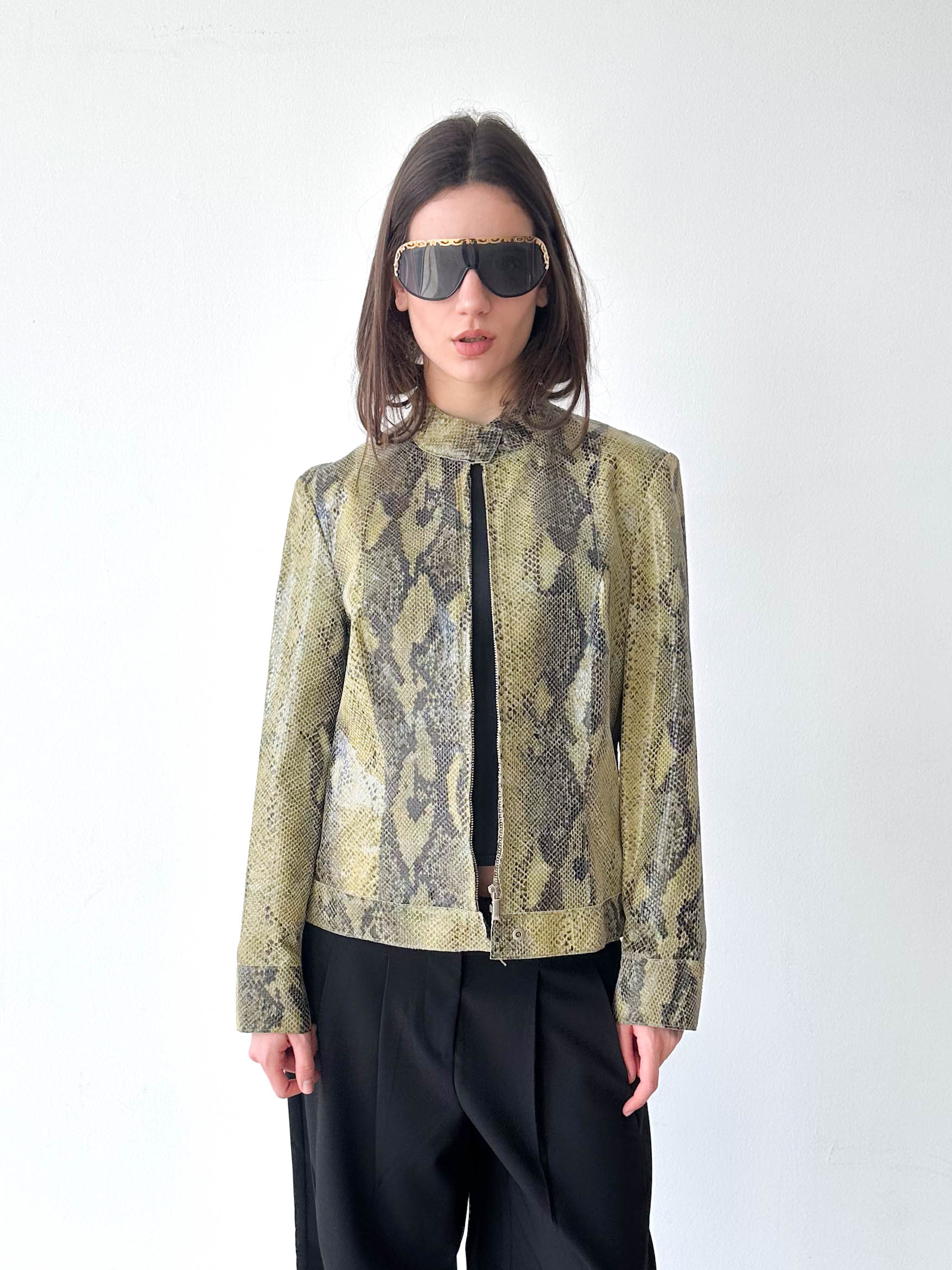 Python Leather Moto Jacket