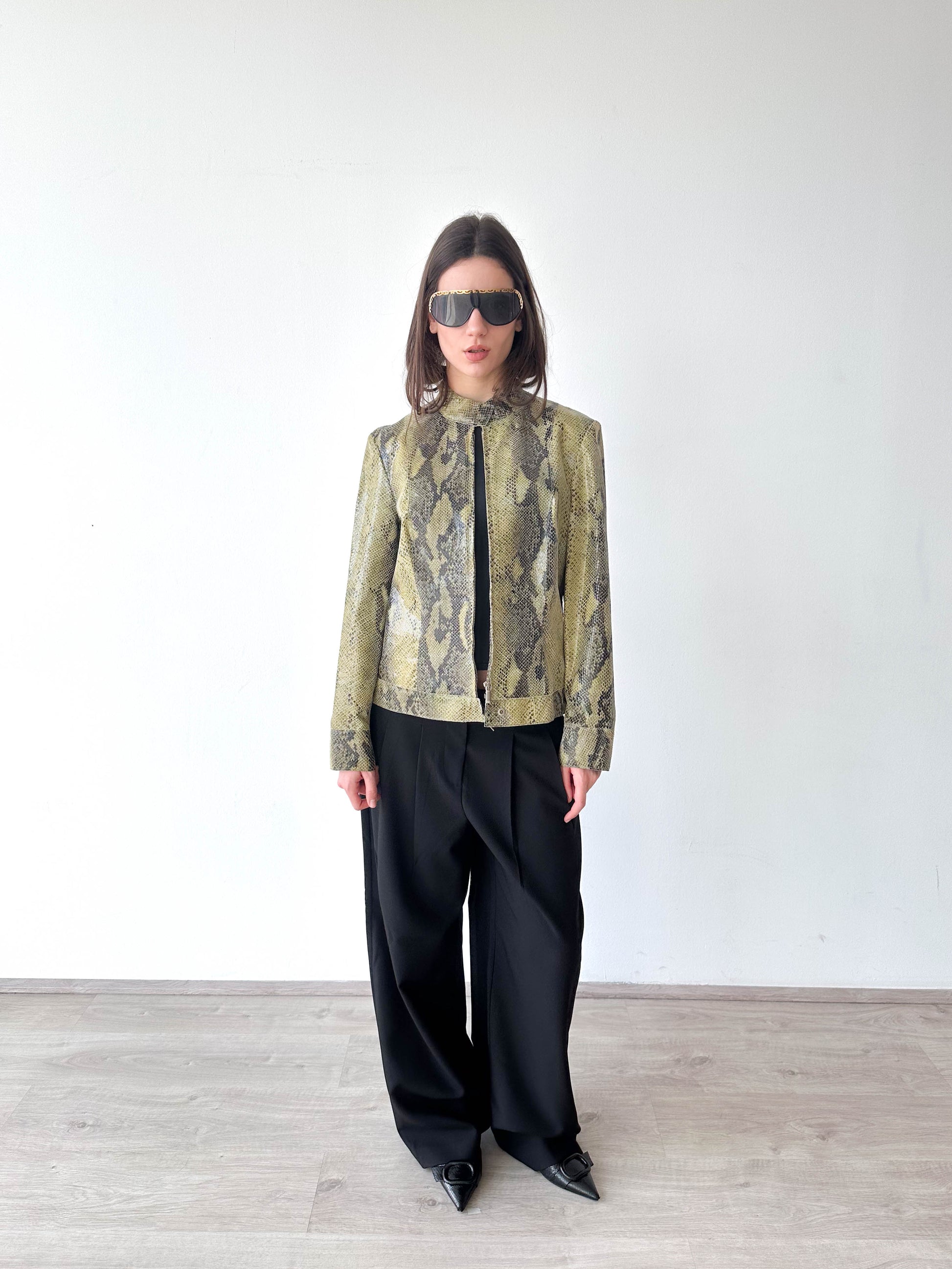 Python Leather Moto Jacket