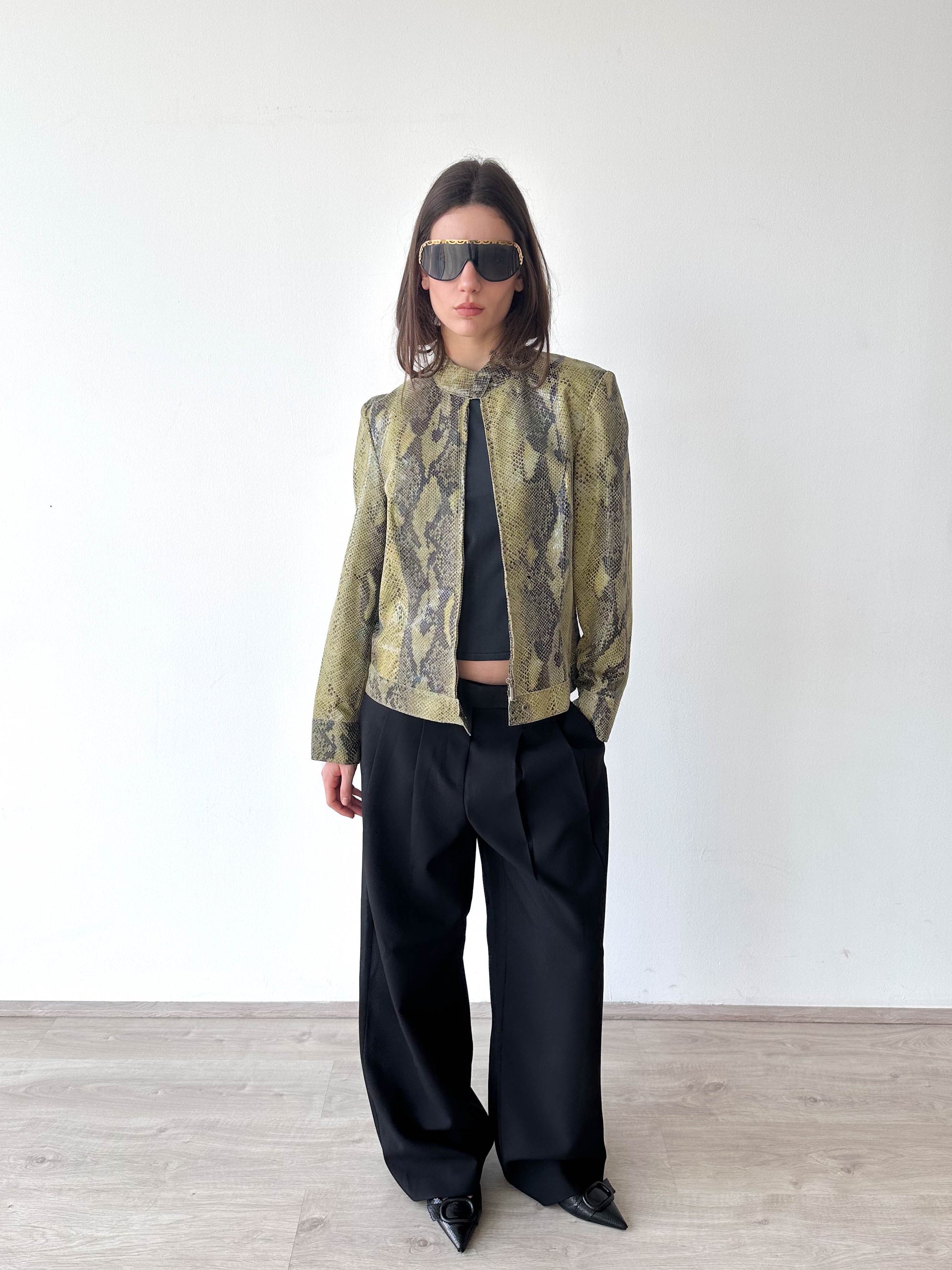 Python Leather Moto Jacket