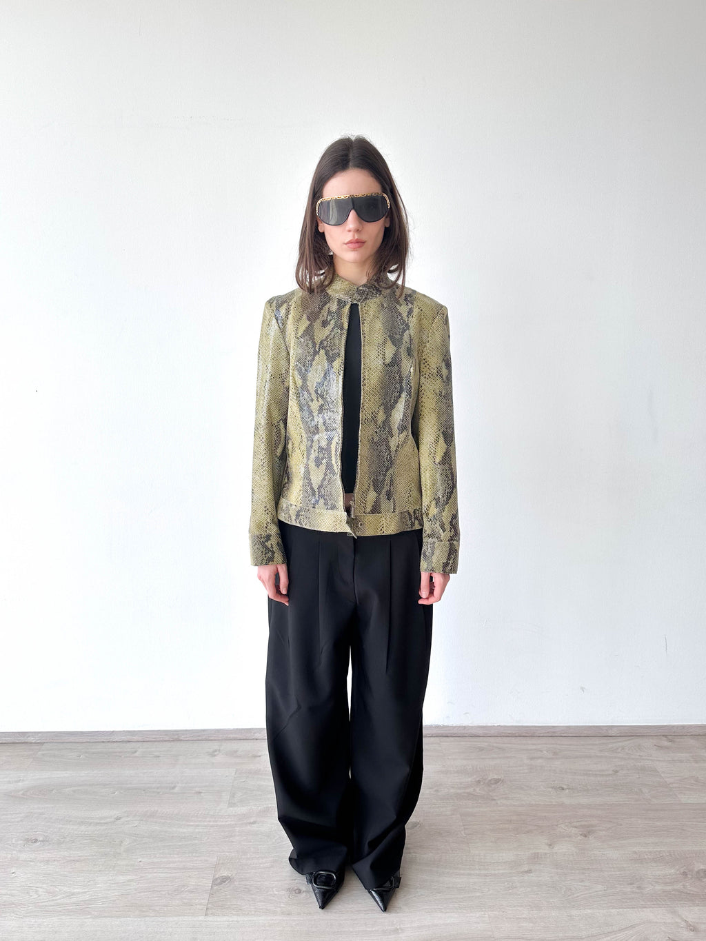 Python Leather Moto Jacket