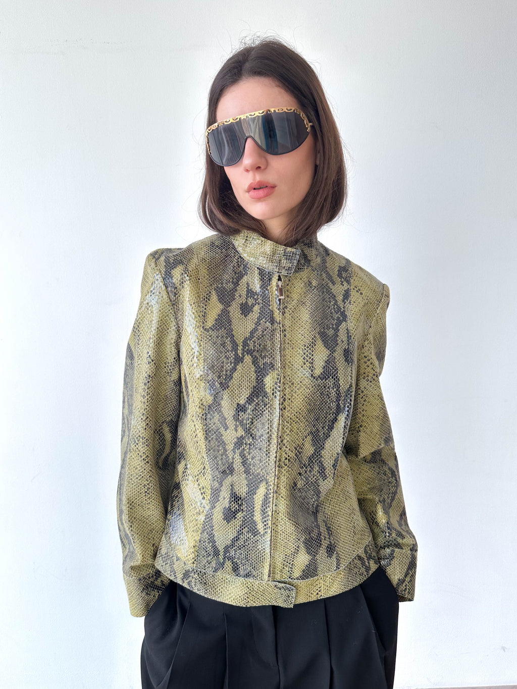 Python Leather Moto Jacket