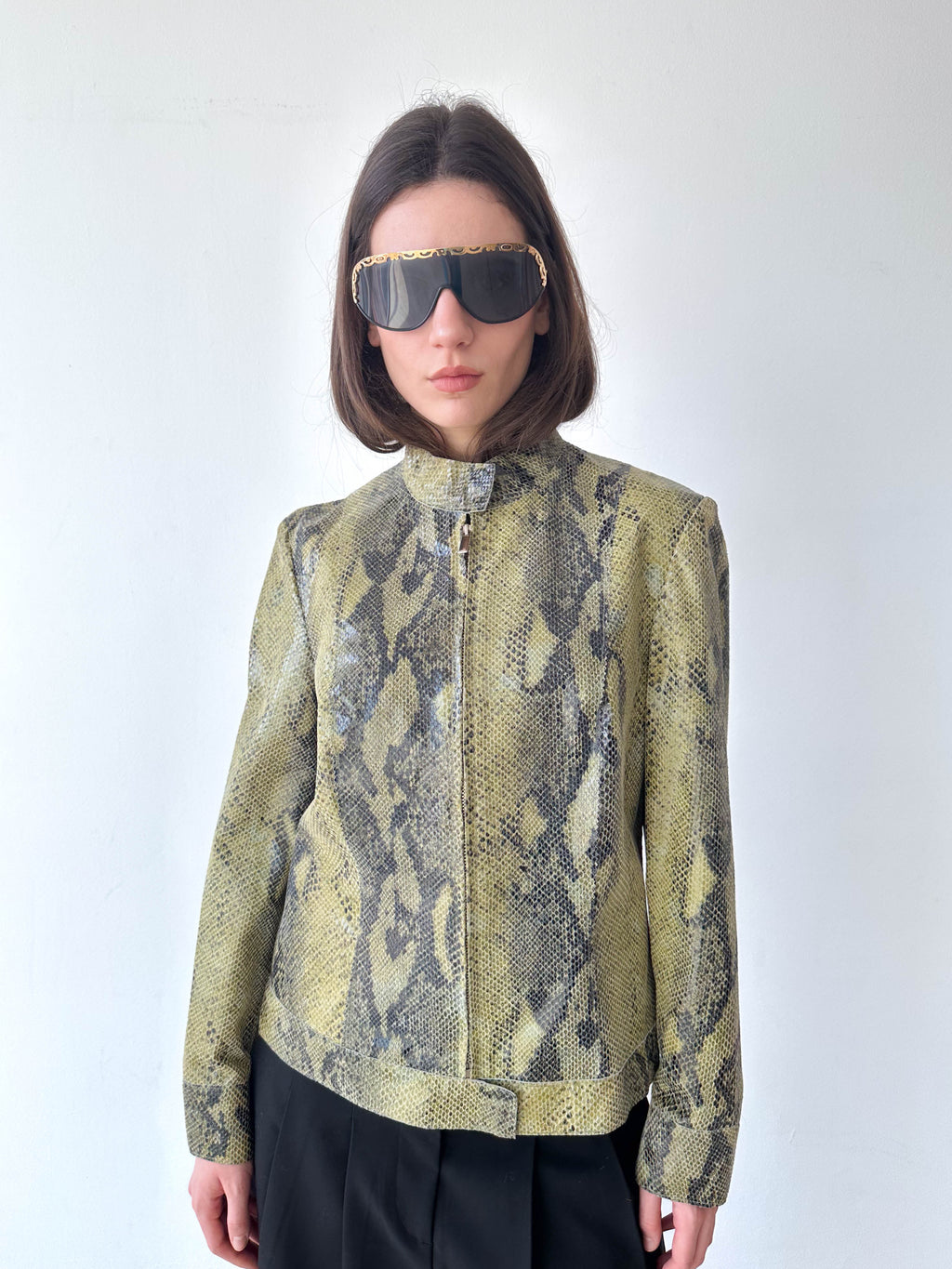 Python Leather Moto Jacket