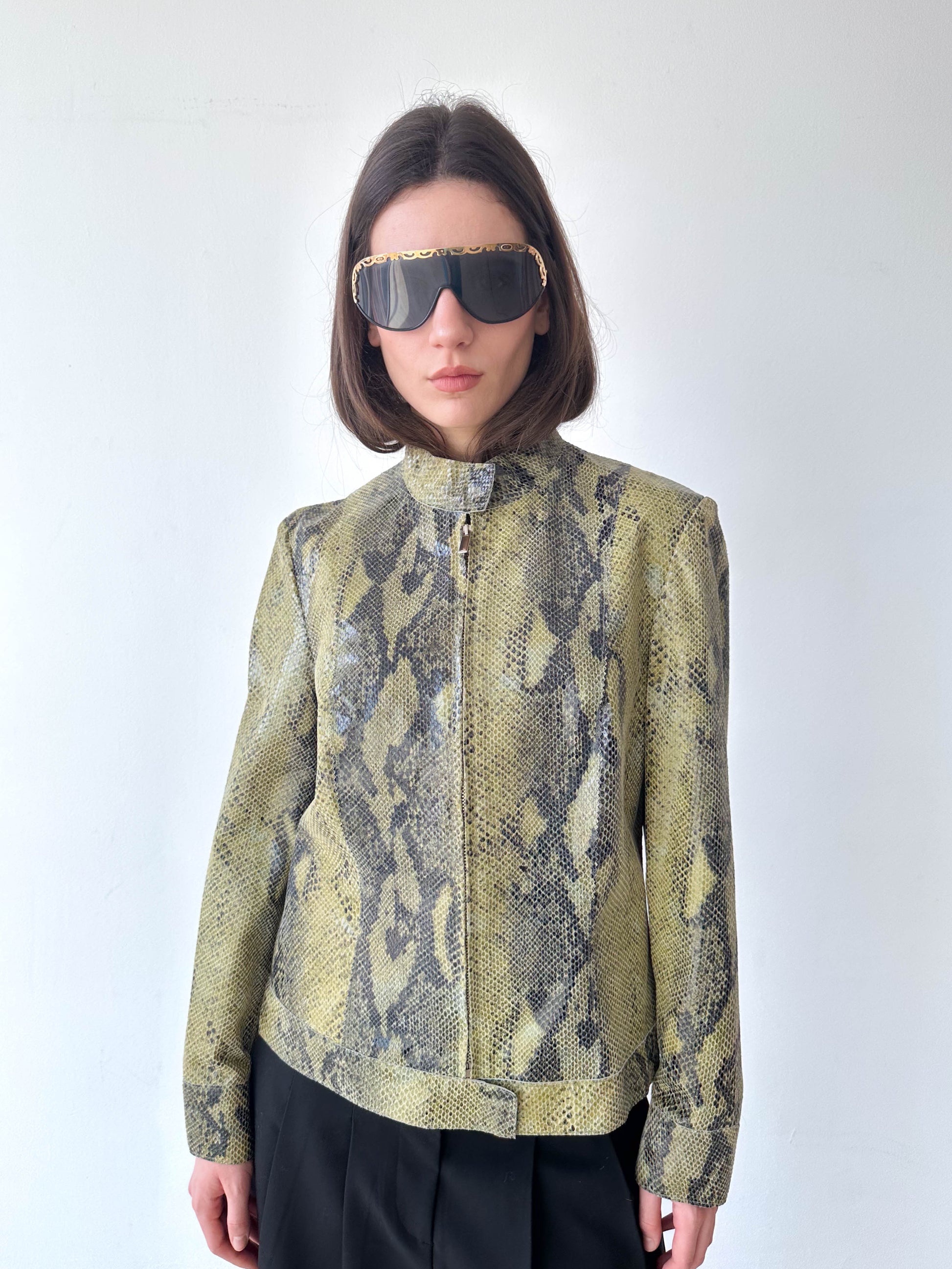 Python Leather Moto Jacket