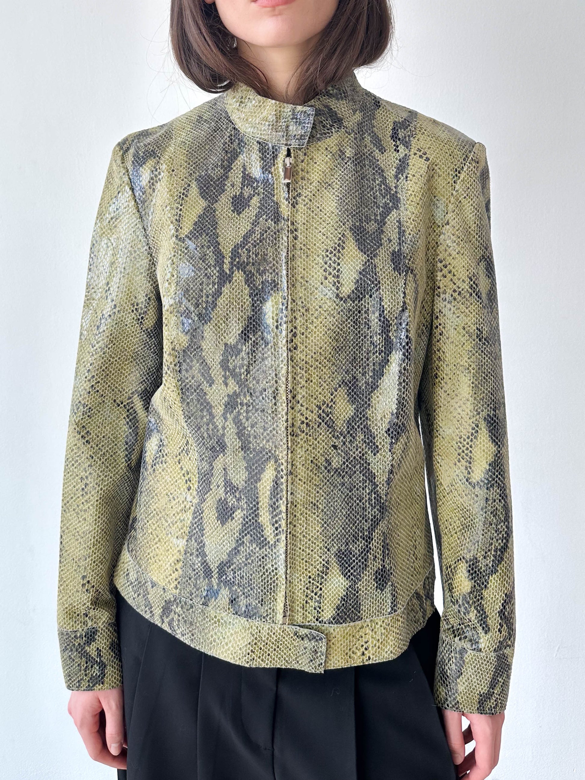 Python Leather Moto Jacket