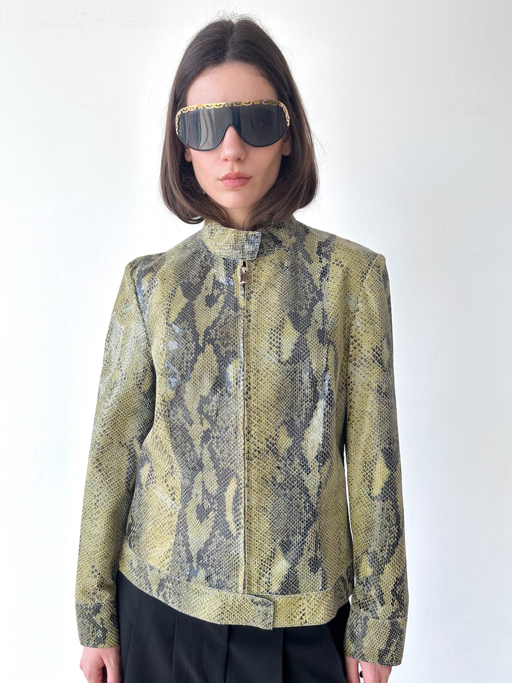 Python Leather Moto Jacket