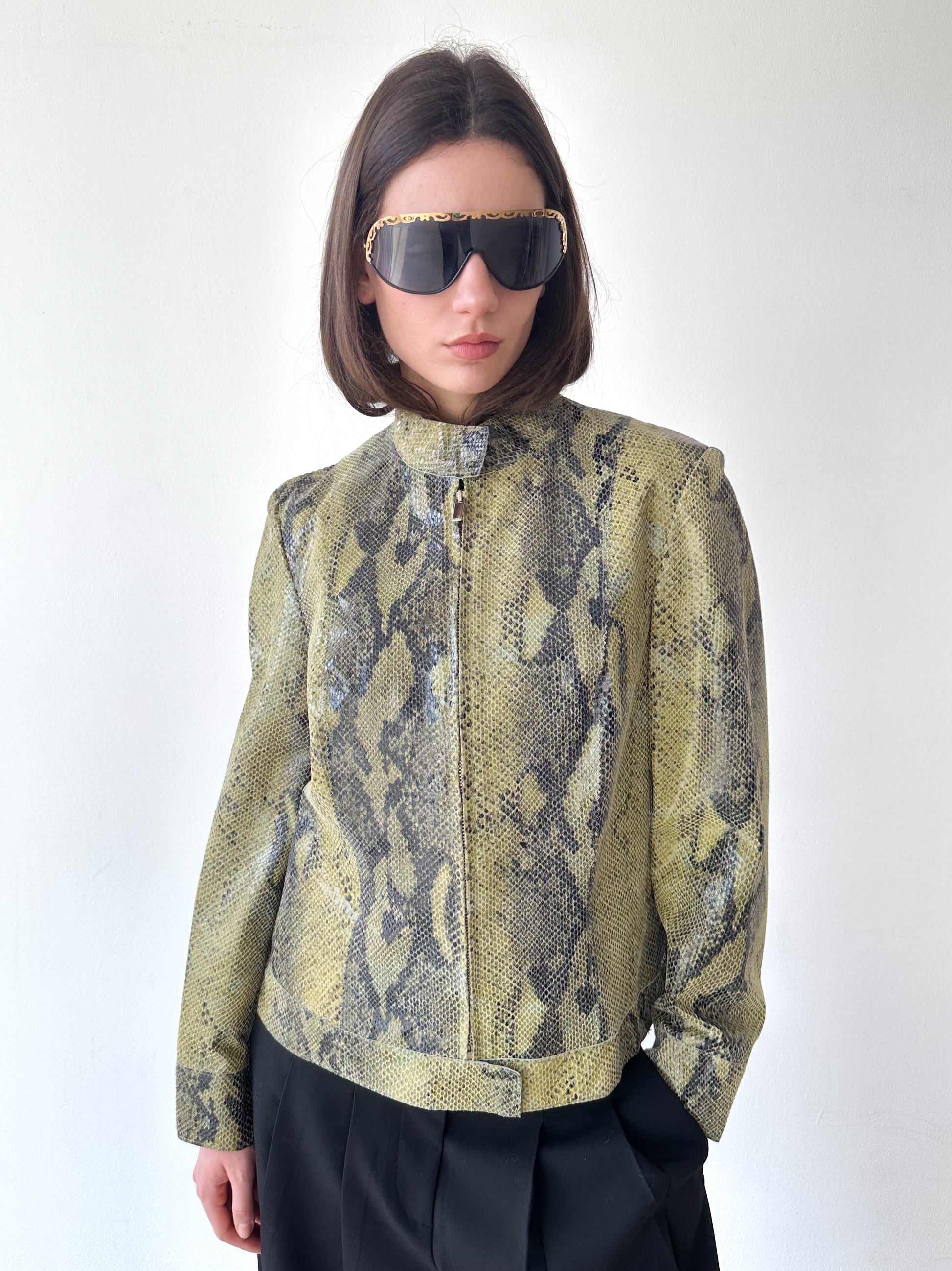 Python Leather Moto Jacket