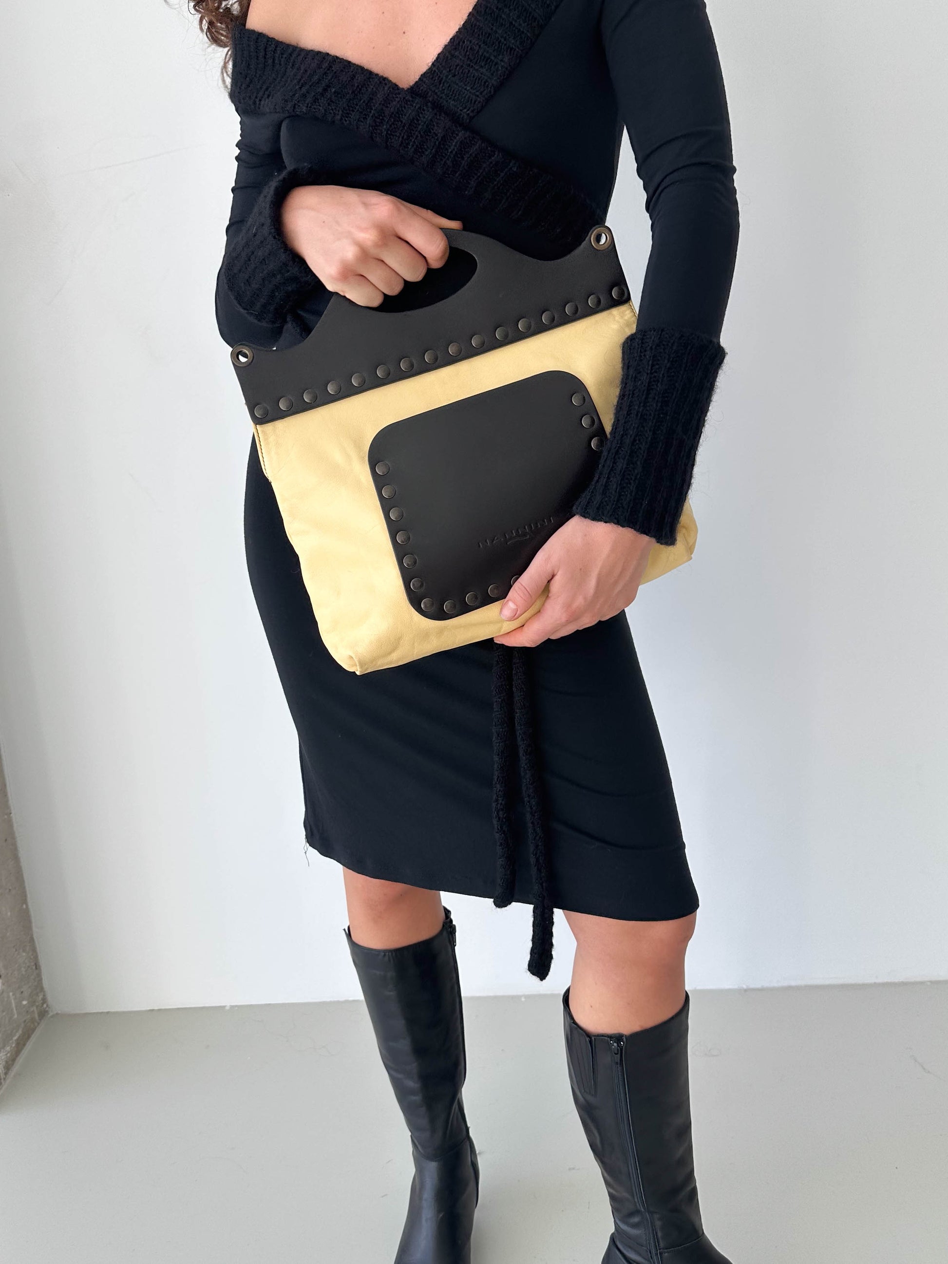 Italian Leather Studded Large Clutch