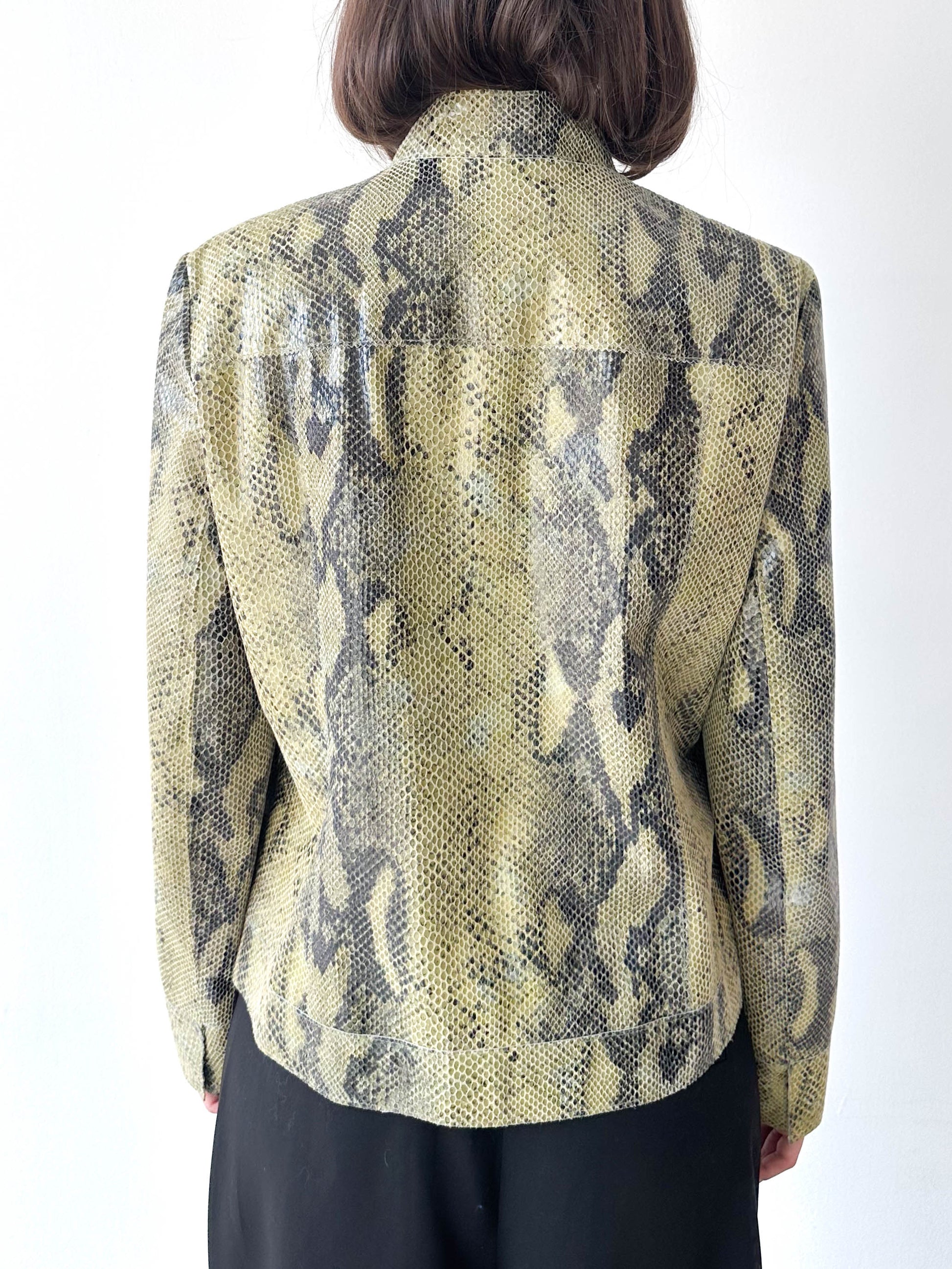 Python Leather Moto Jacket