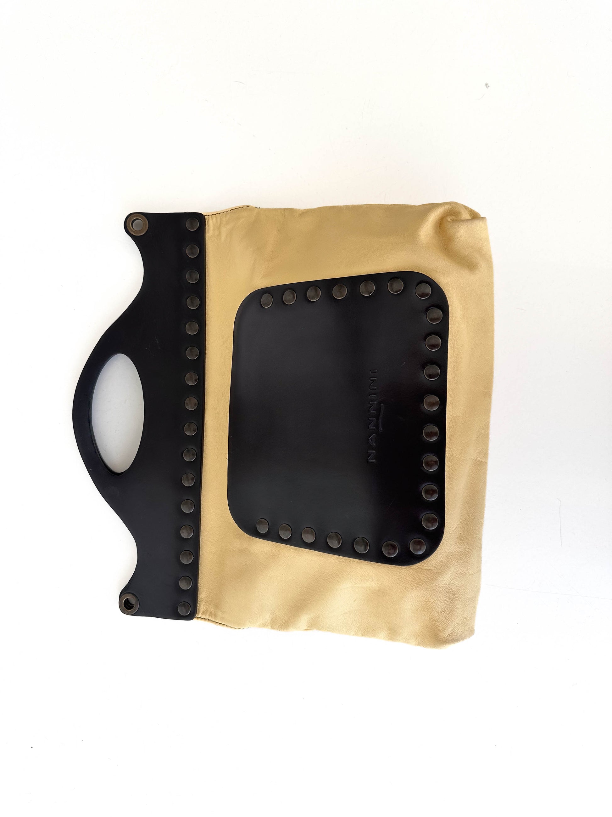 Italian Leather Studded Large Clutch