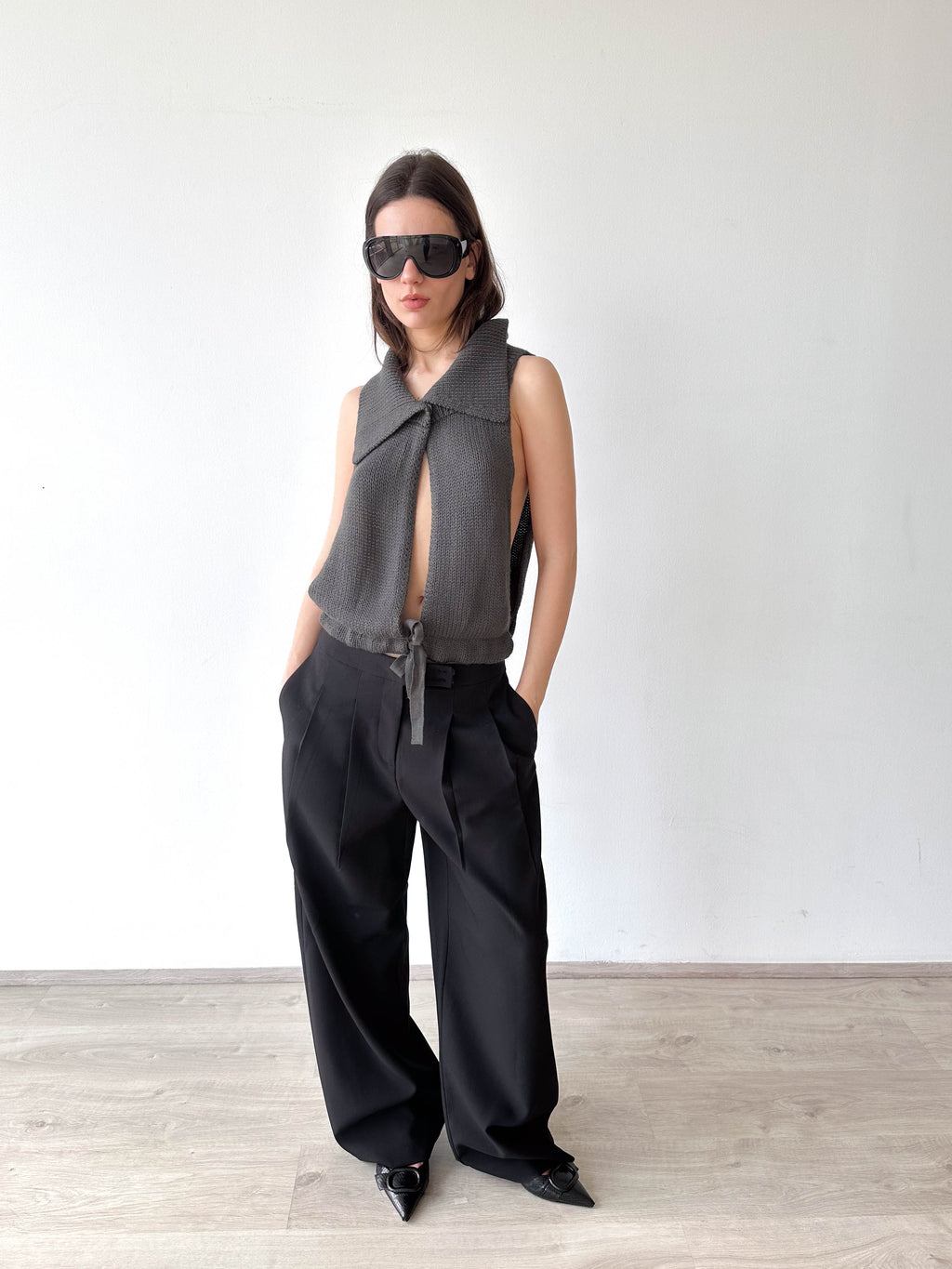 Open Tie Knitted Top