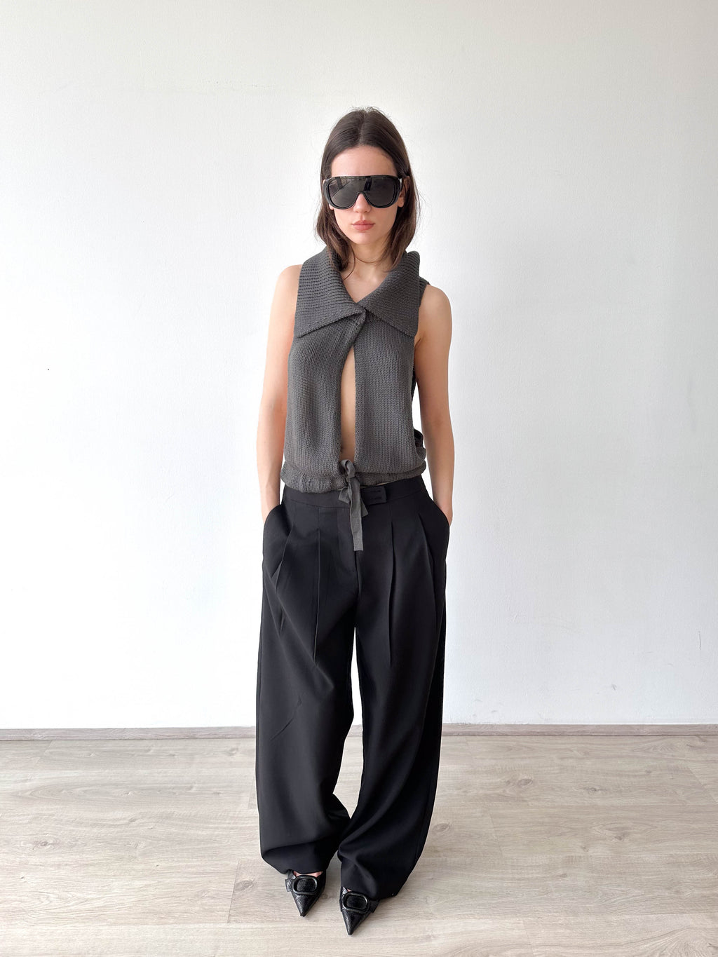 Open Tie Knitted Top