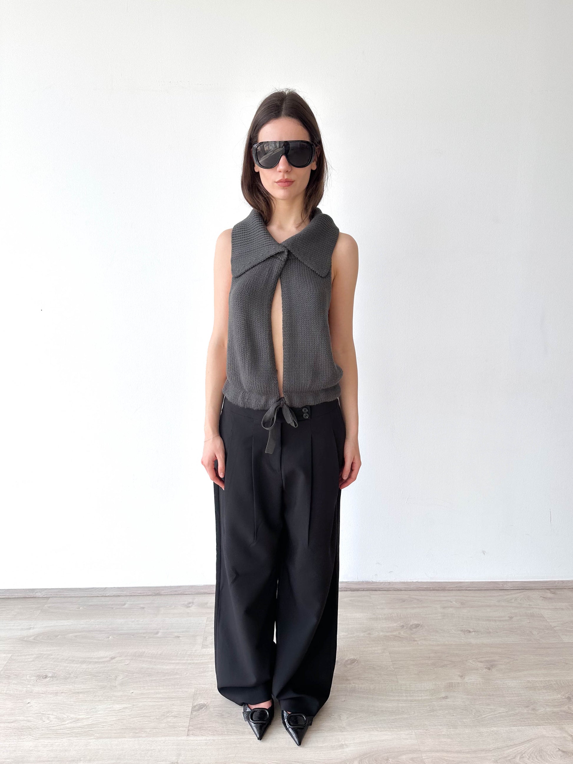 Open Tie Knitted Top