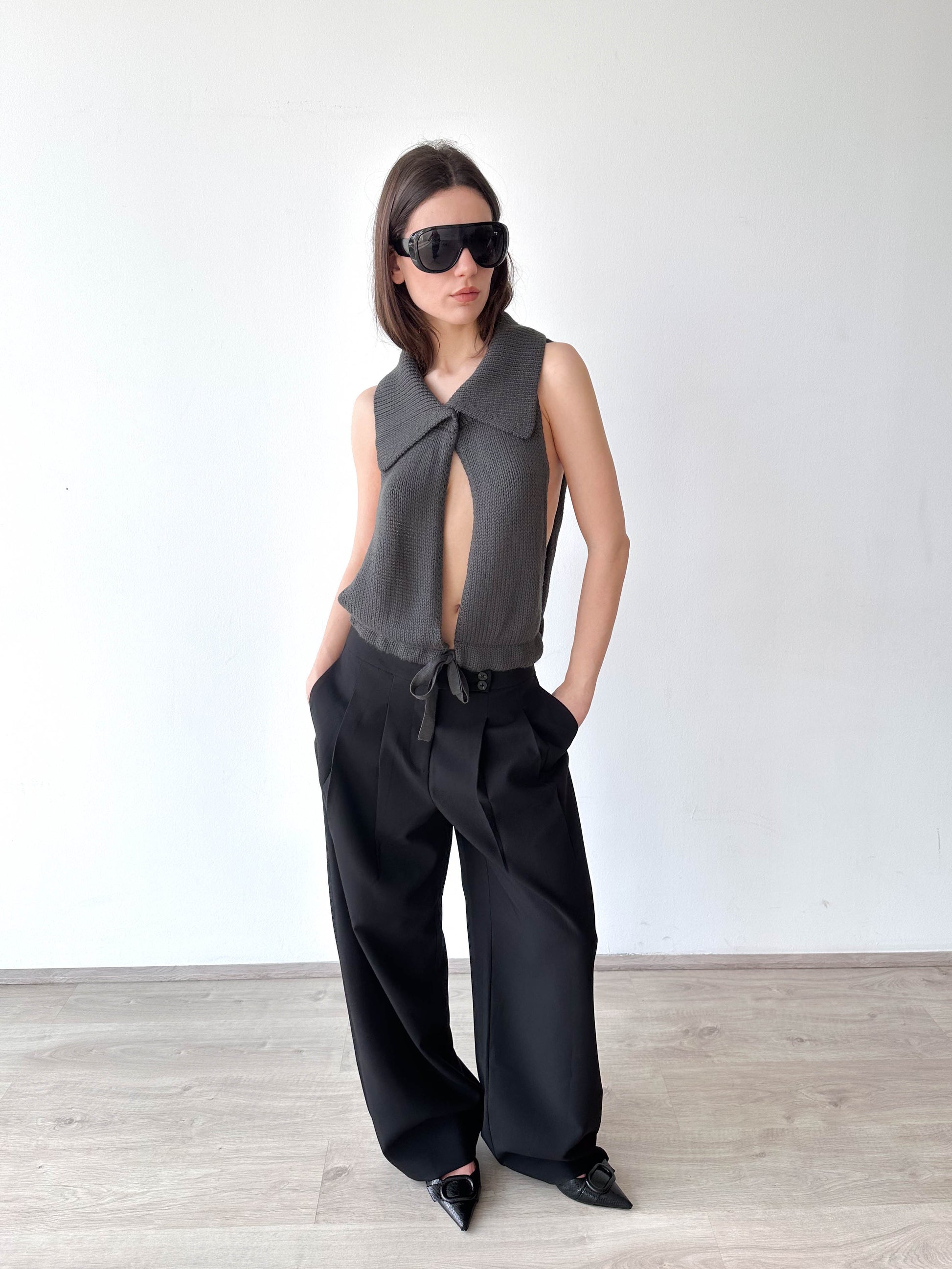 Open Tie Knitted Top