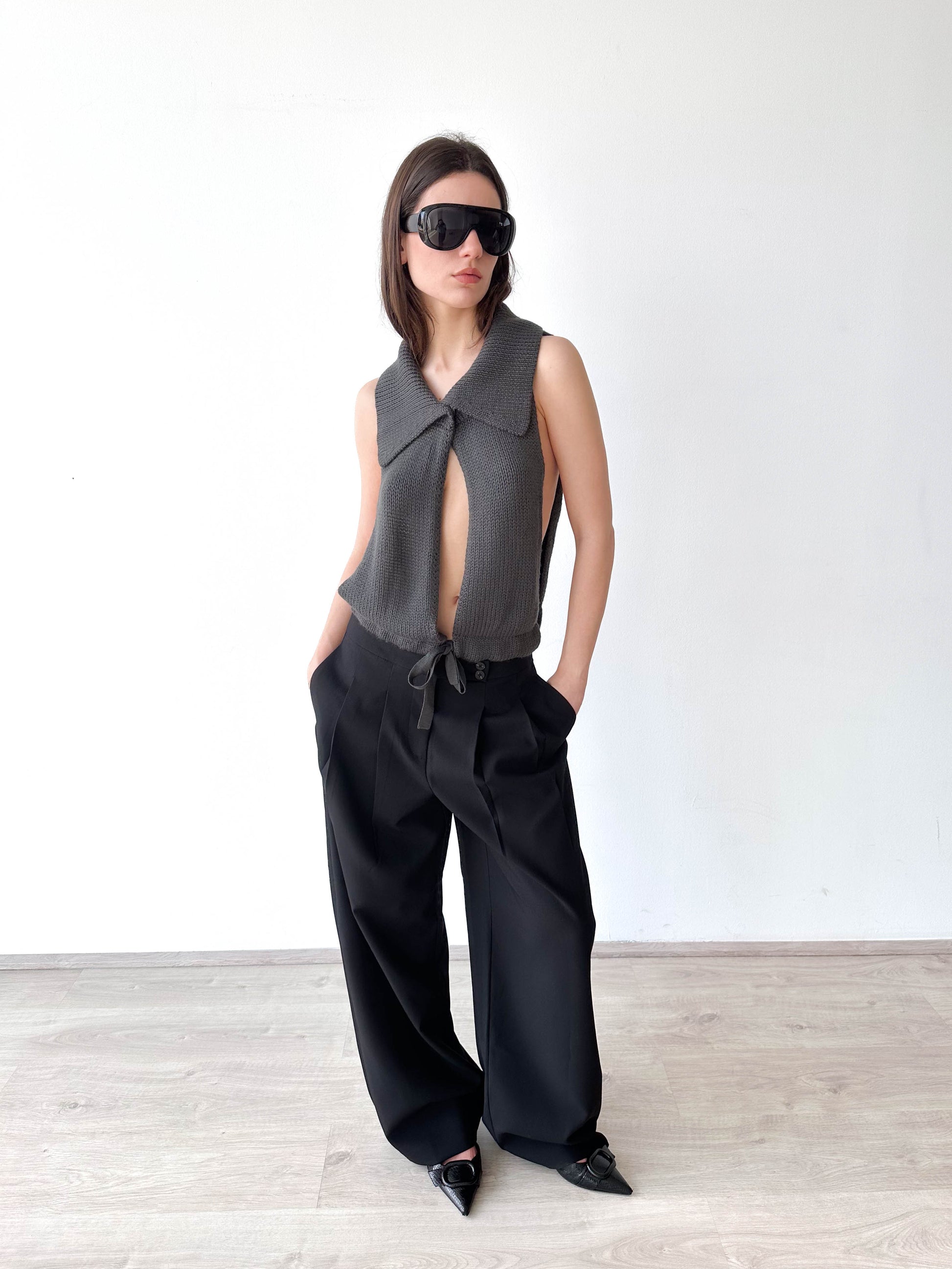 Open Tie Knitted Top