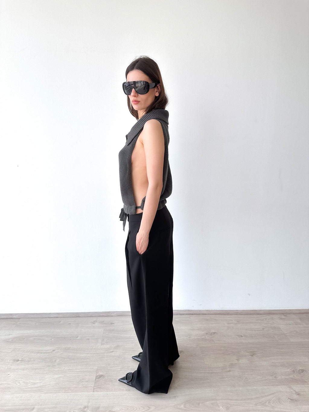 Open Tie Knitted Top