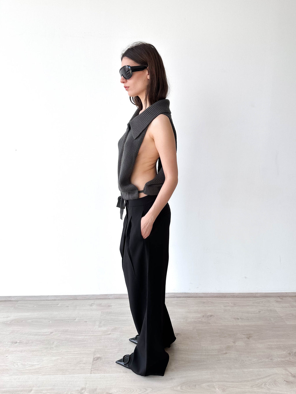 Open Tie Knitted Top