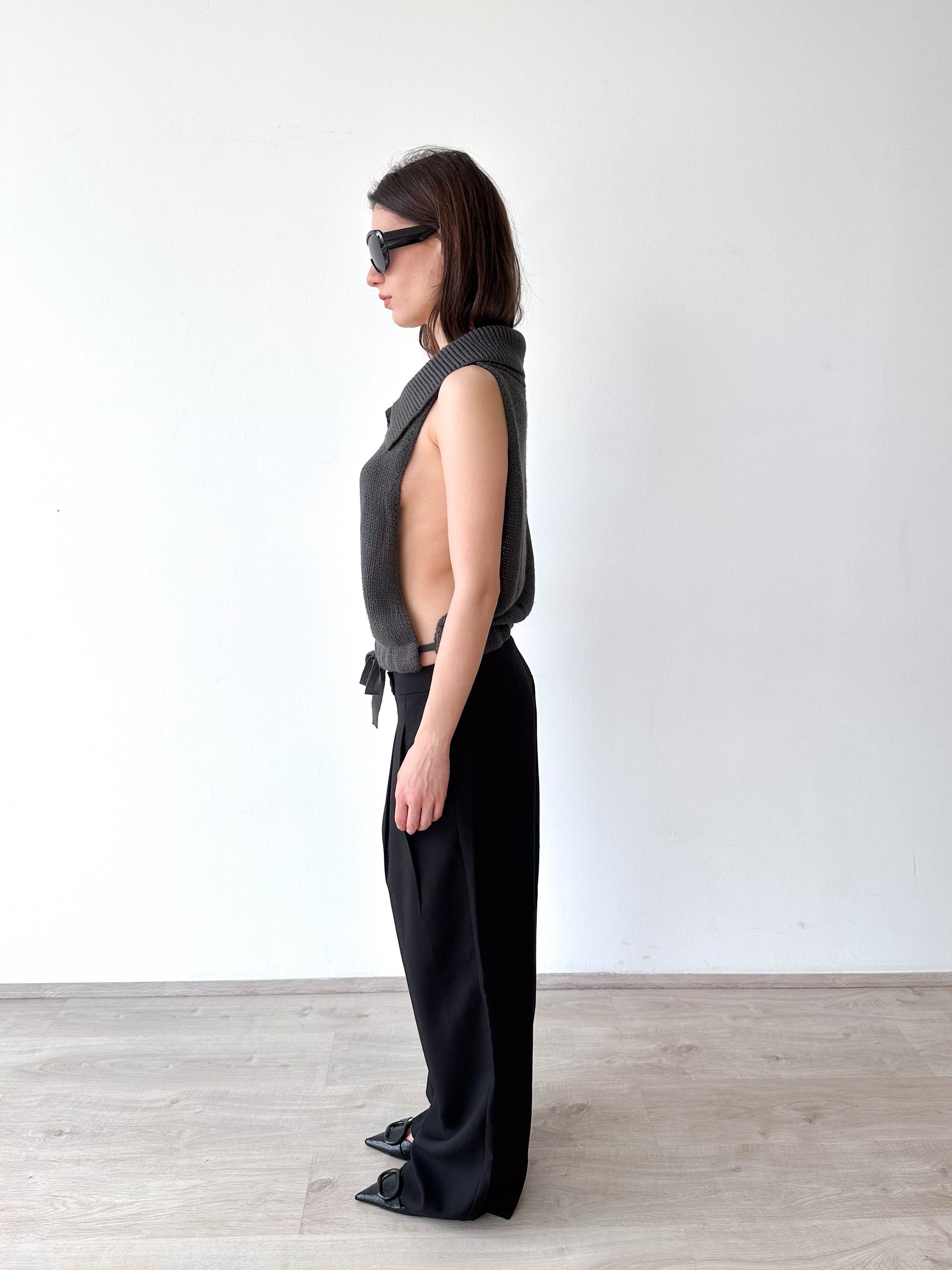 Open Tie Knitted Top