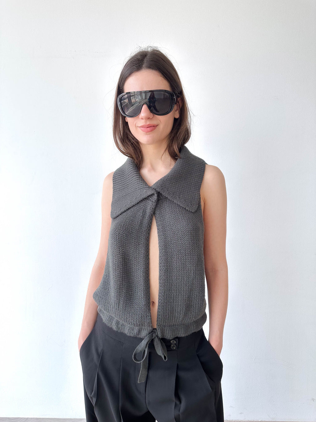 Open Tie Knitted Top