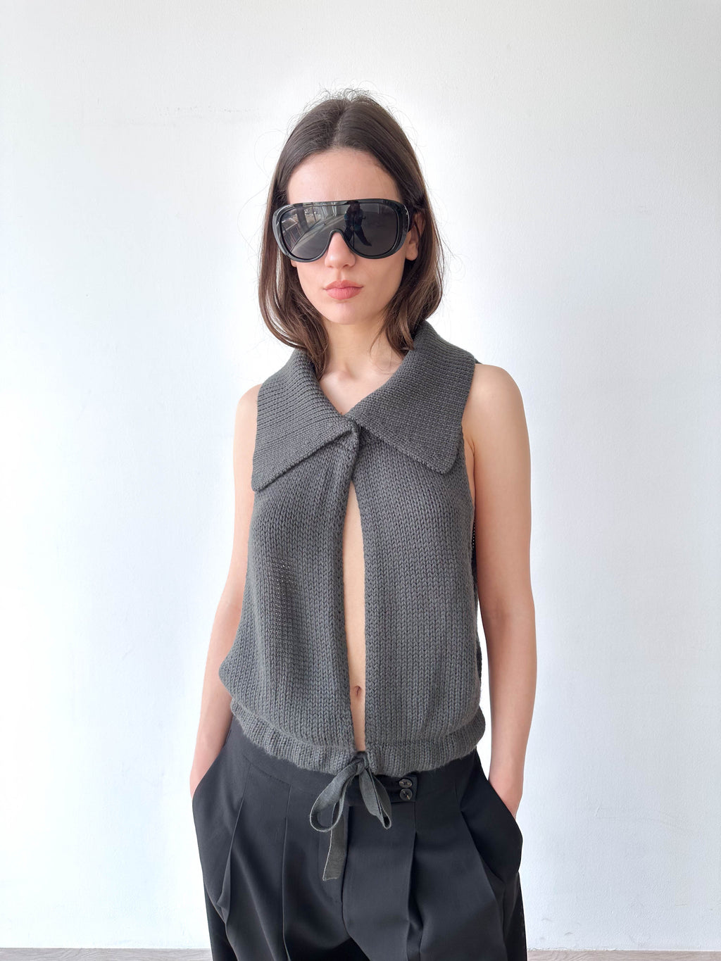 Open Tie Knitted Top