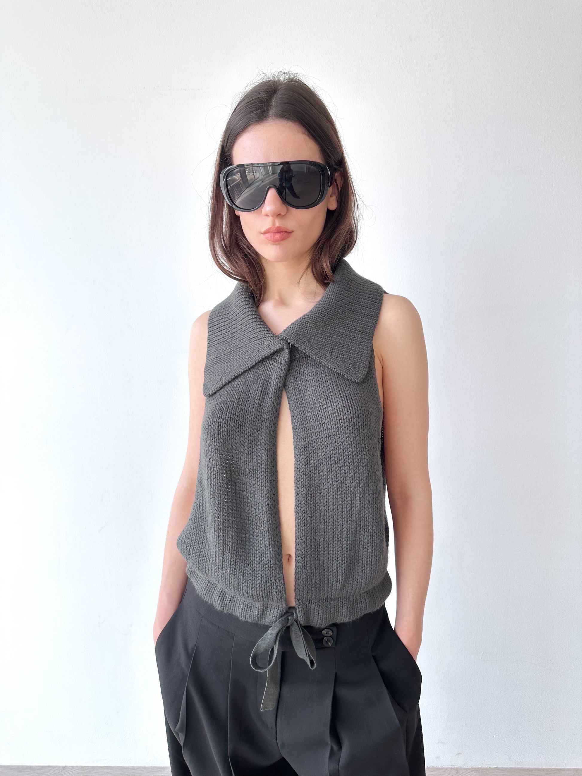 Open Tie Knitted Top