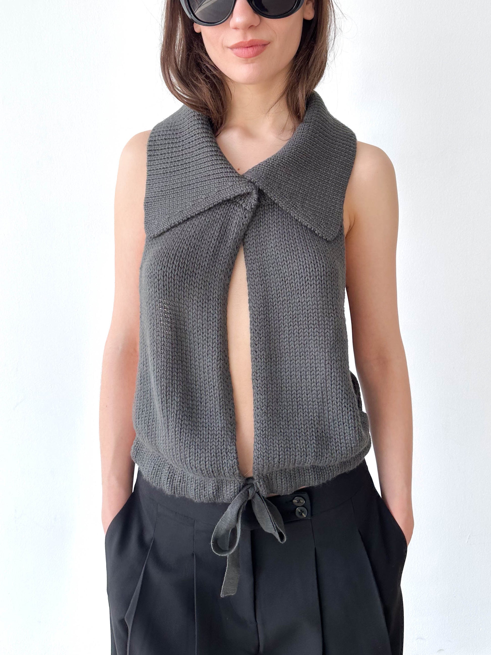 Open Tie Knitted Top