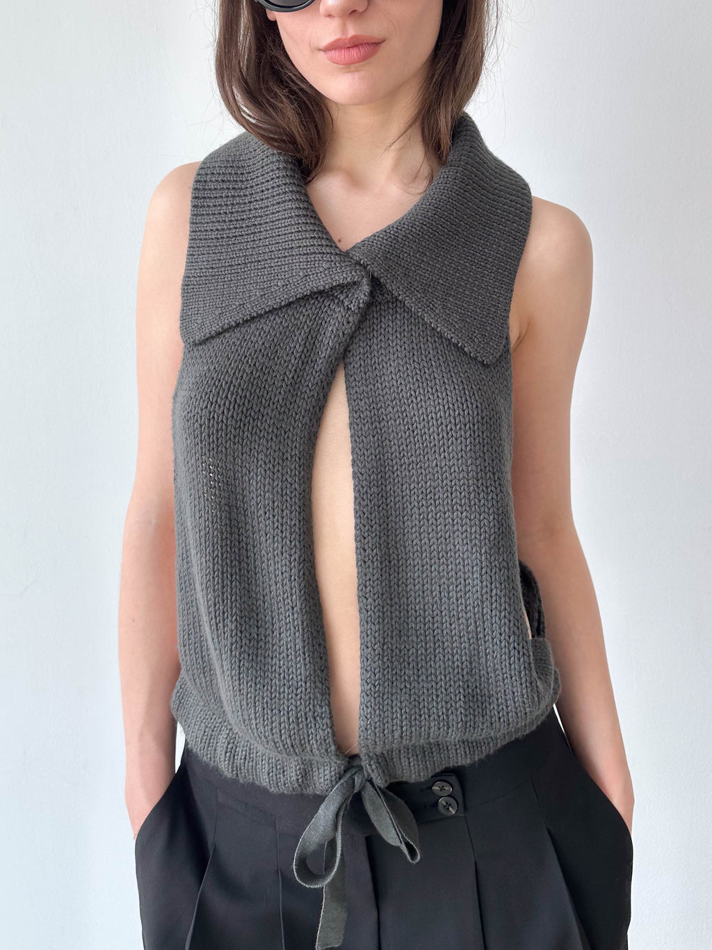 Open Tie Knitted Top