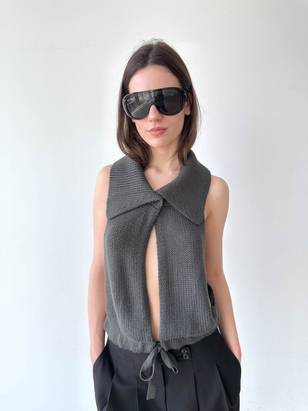 Open Tie Knitted Top
