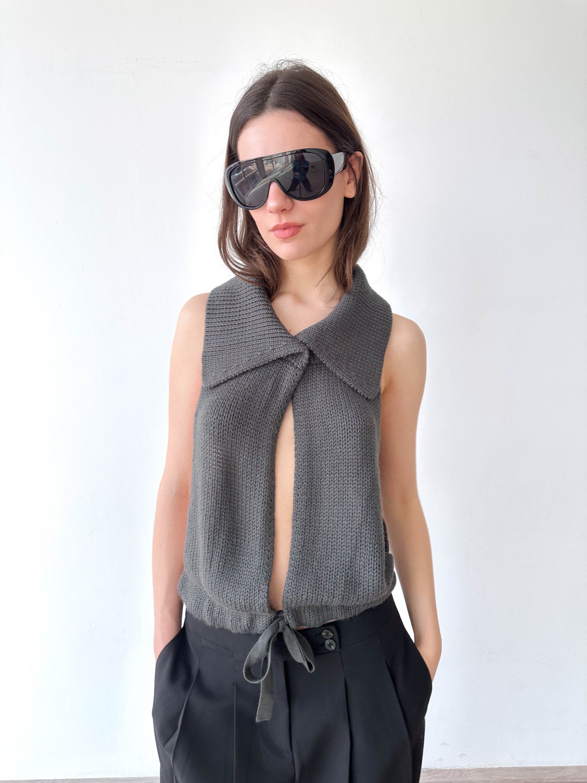 Open Tie Knitted Top