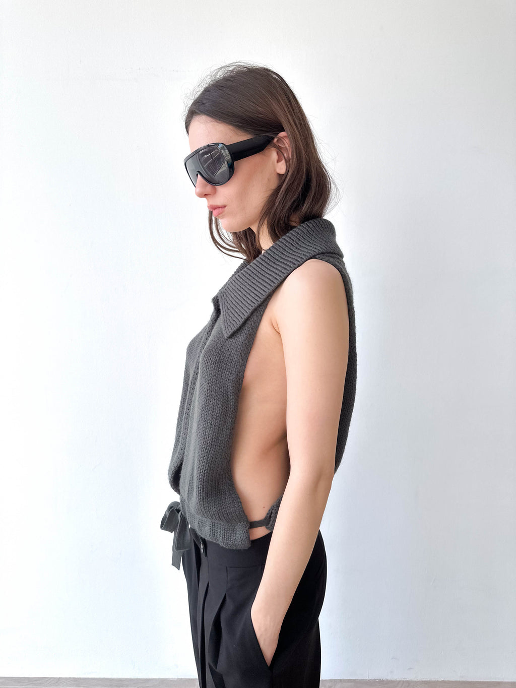 Open Tie Knitted Top