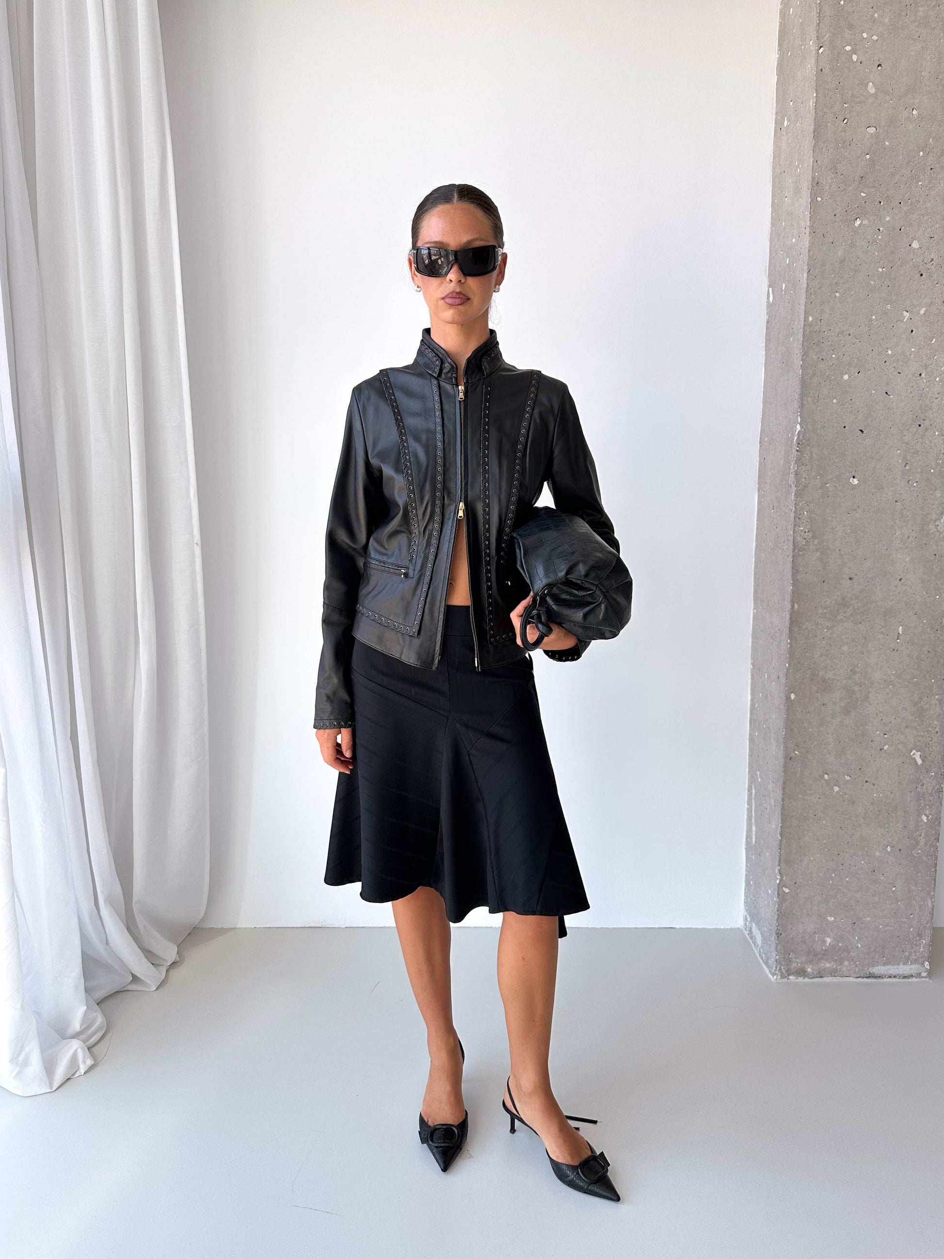 Lace Up Italian Leather Jacket