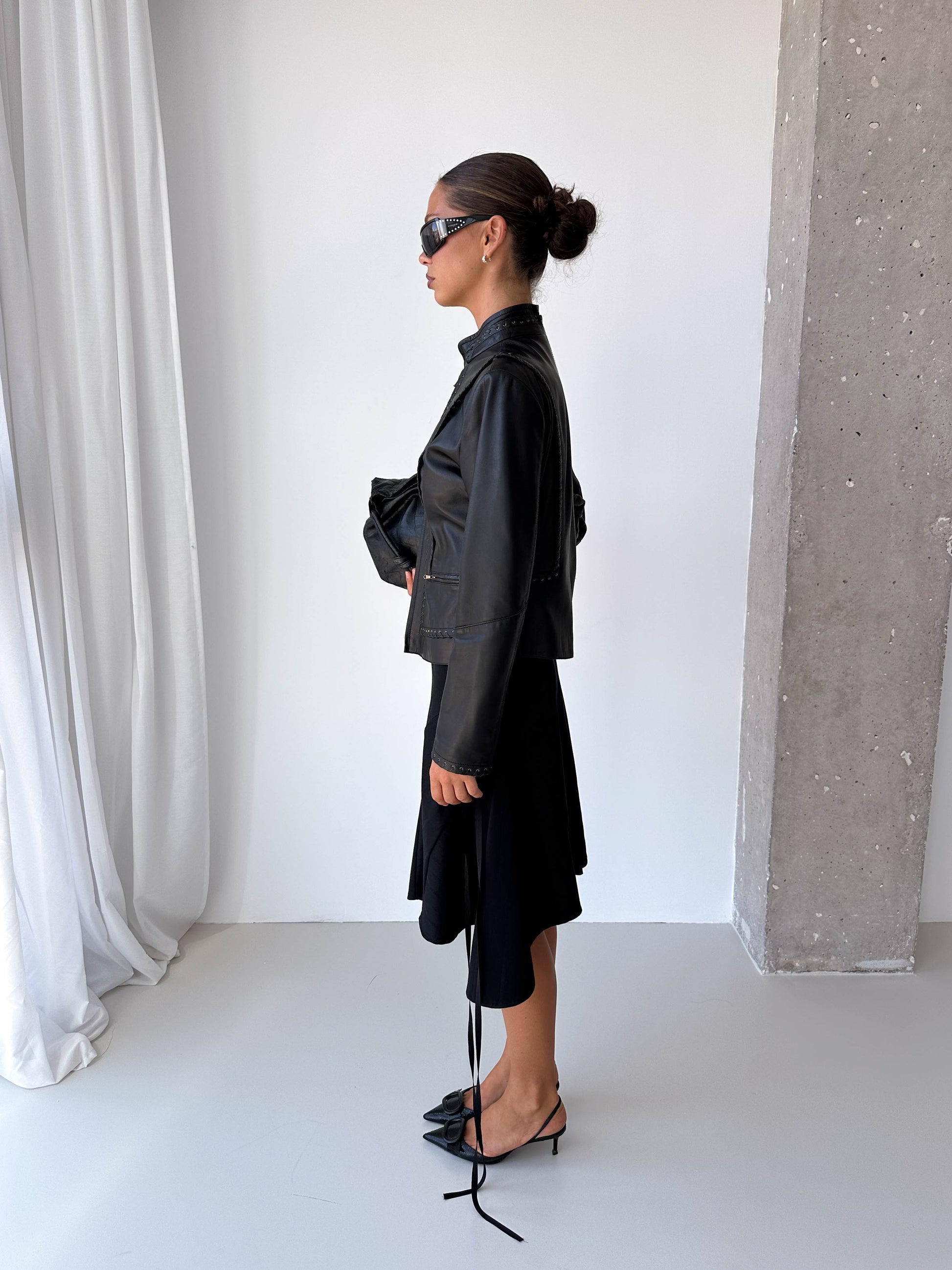 Lace Up Italian Leather Jacket