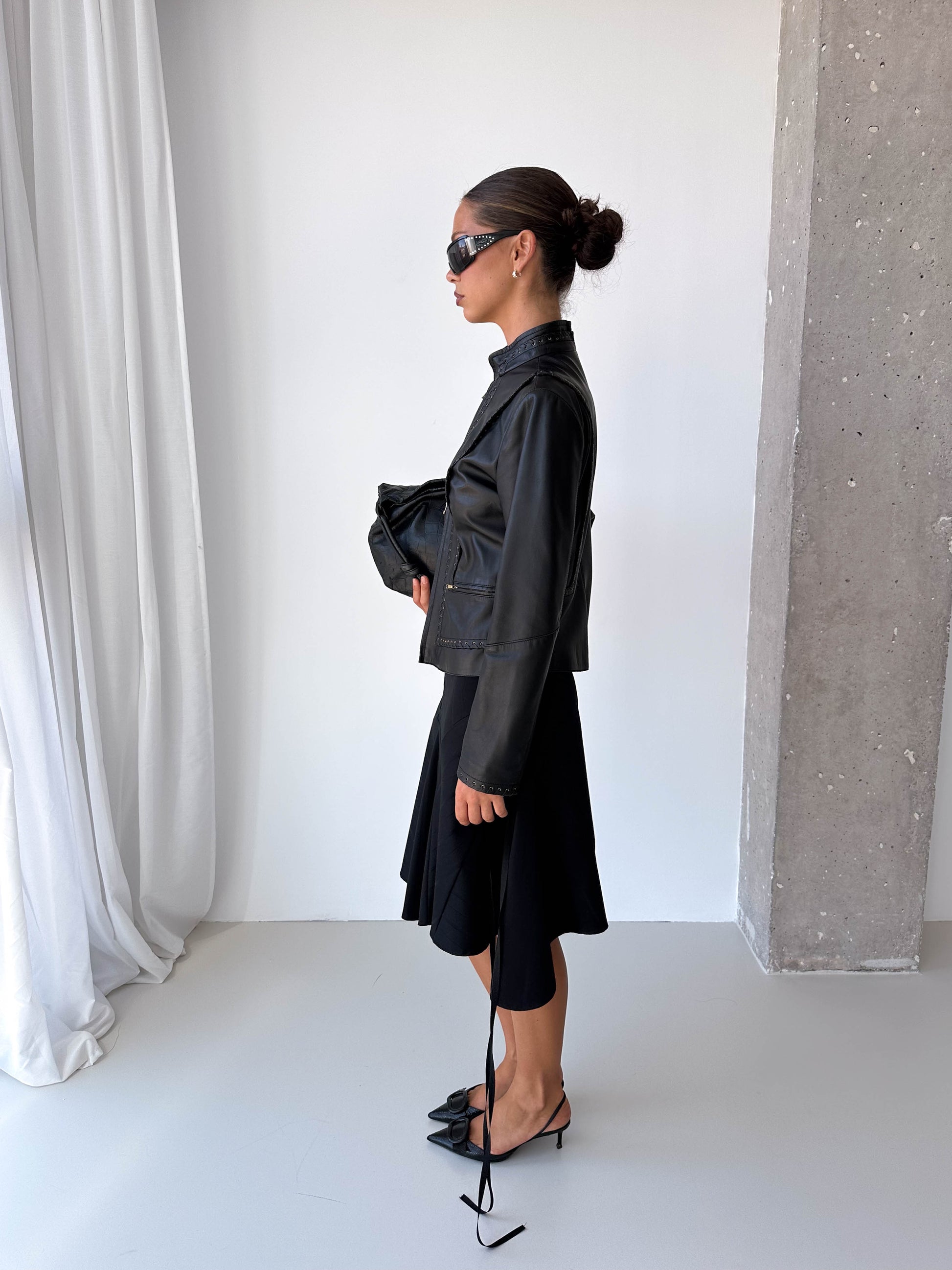 Lace Up Italian Leather Jacket