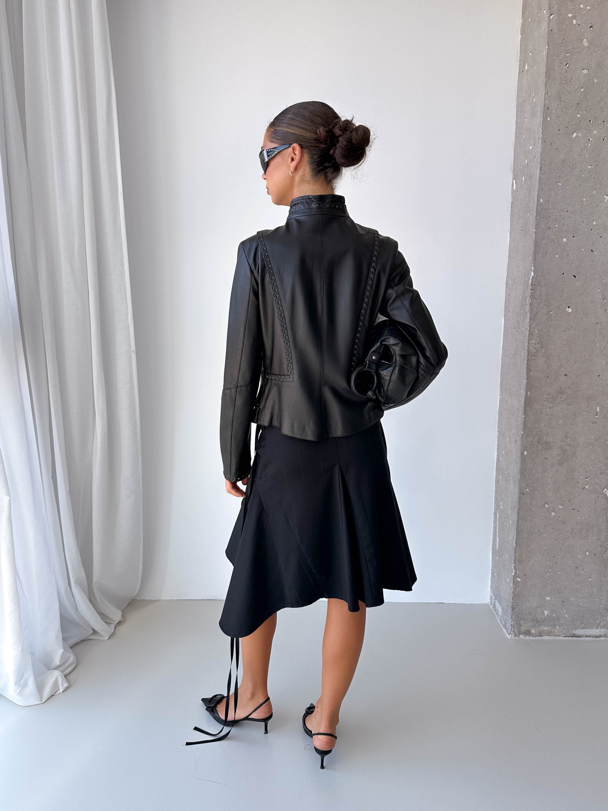 Lace Up Italian Leather Jacket