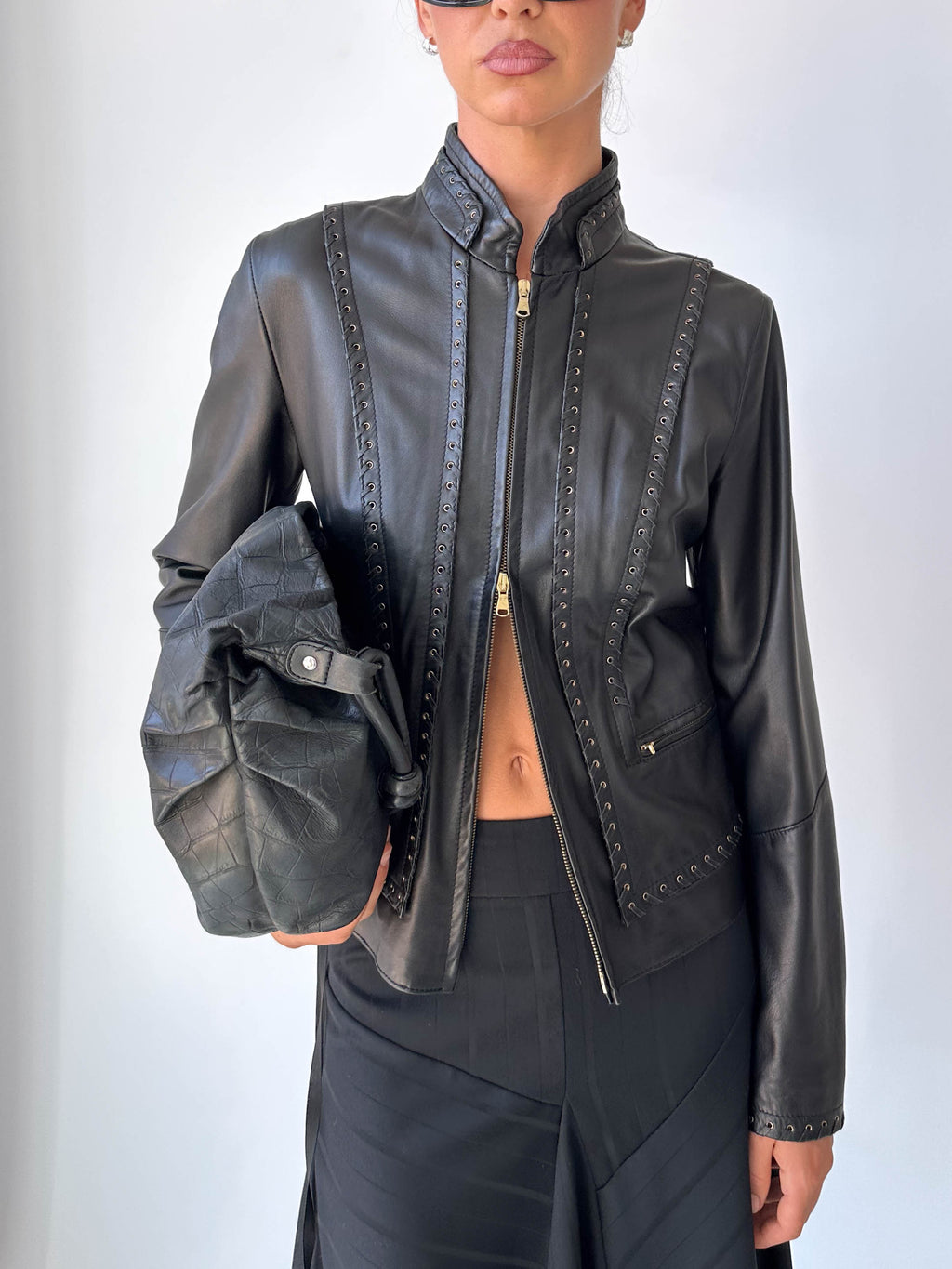 Lace Up Italian Leather Jacket