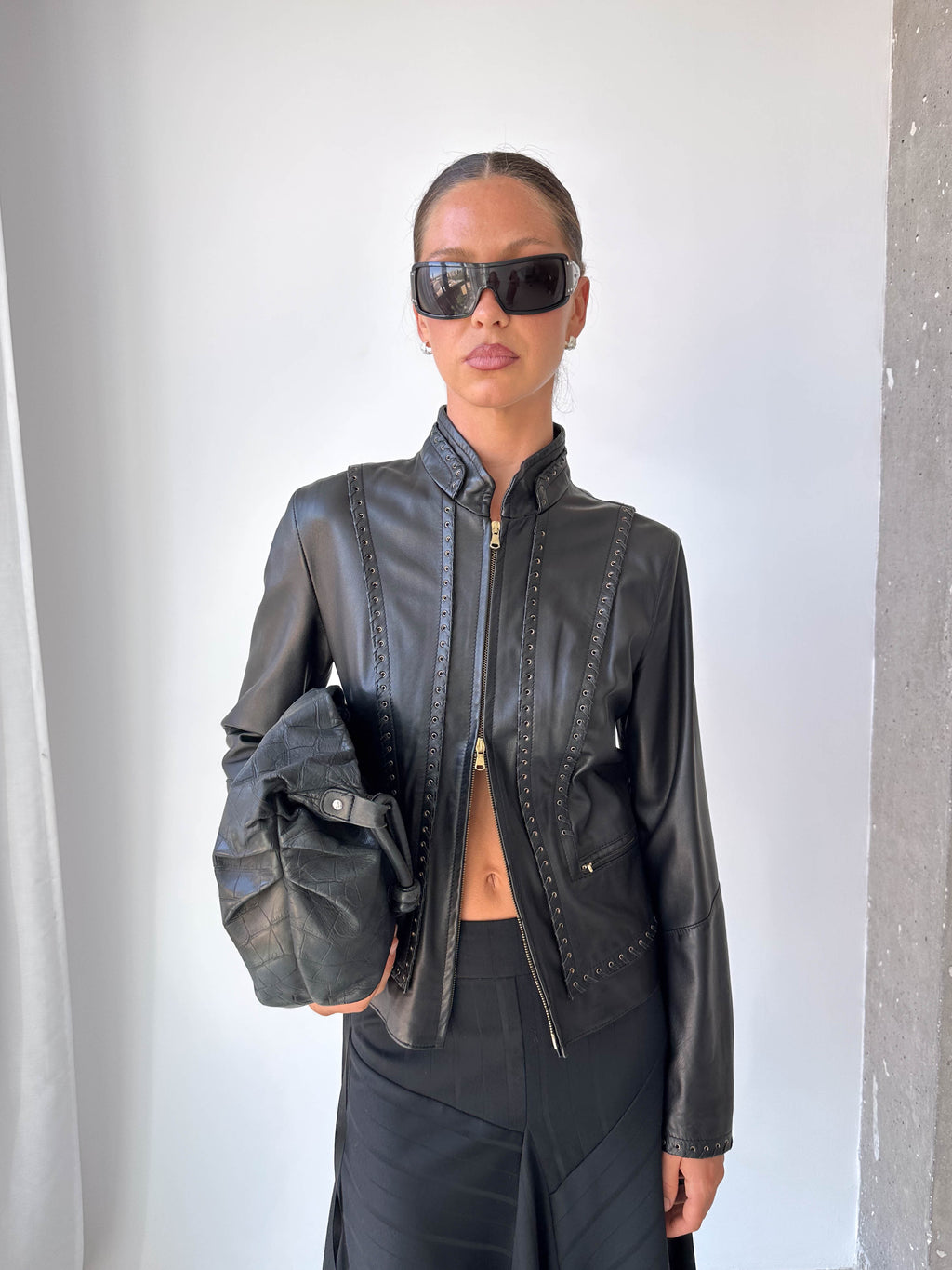 Lace Up Italian Leather Jacket