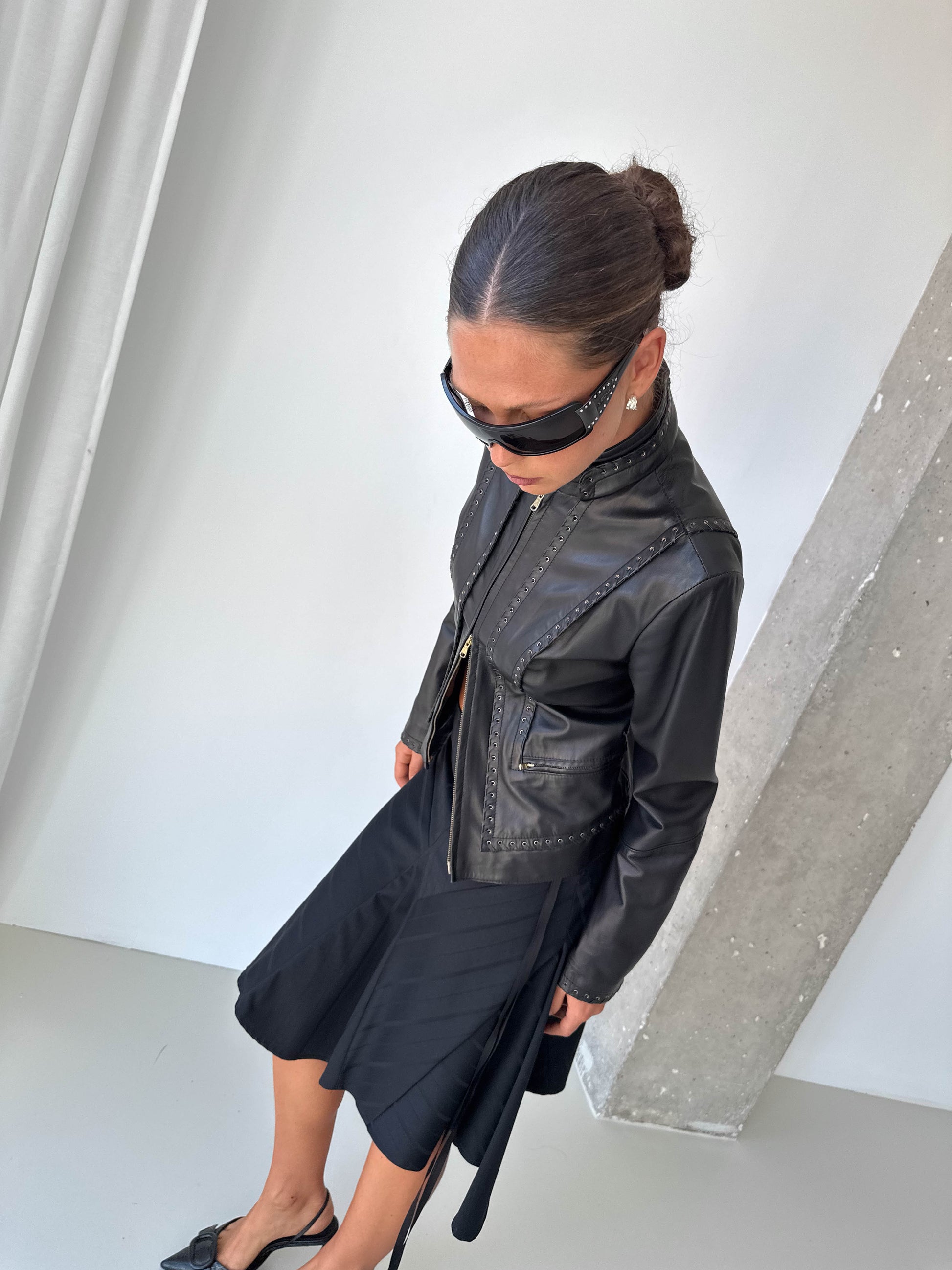 Lace Up Italian Leather Jacket