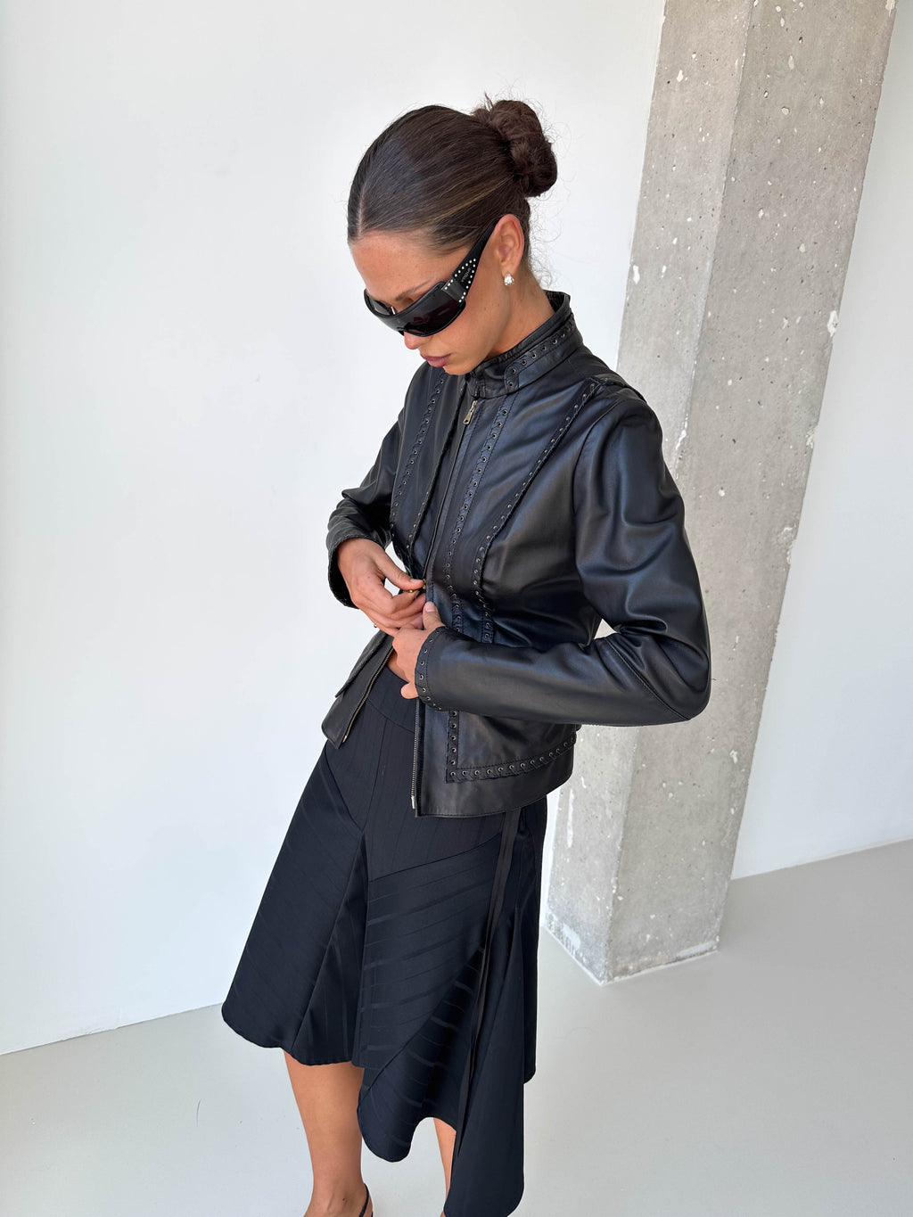 Lace Up Italian Leather Jacket