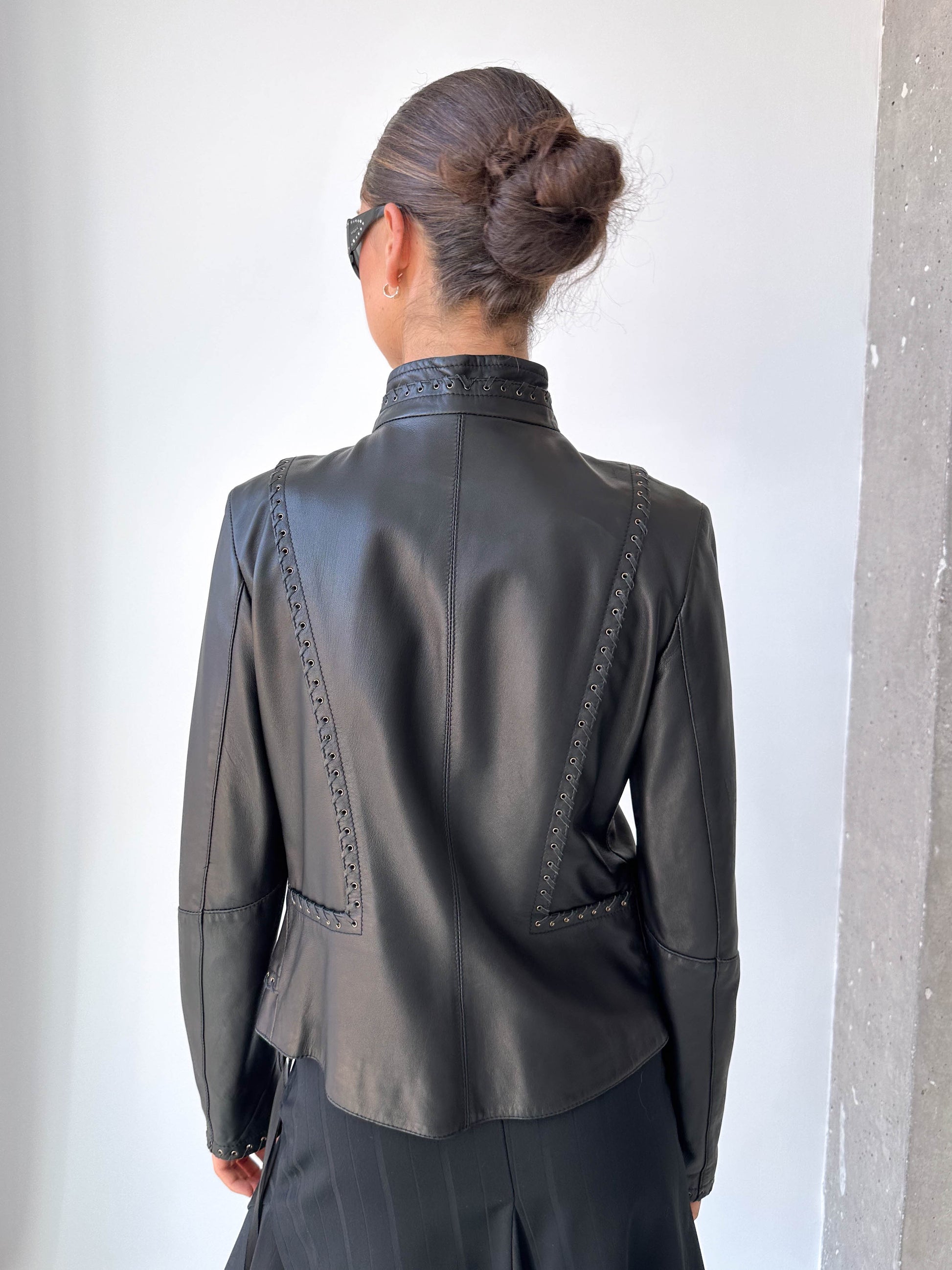 Lace Up Italian Leather Jacket