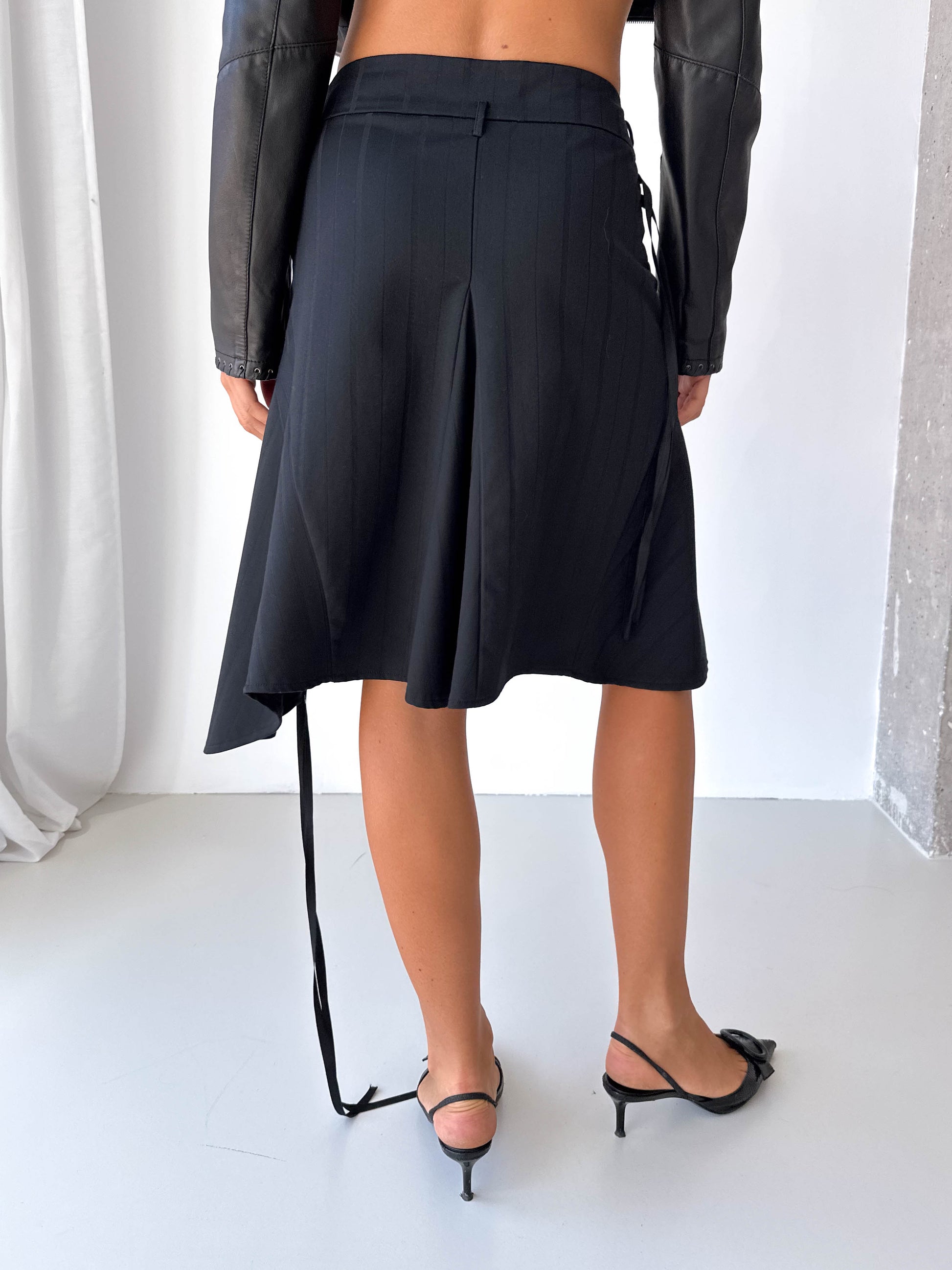 DKNY Asymmetric Black Midi Skirt