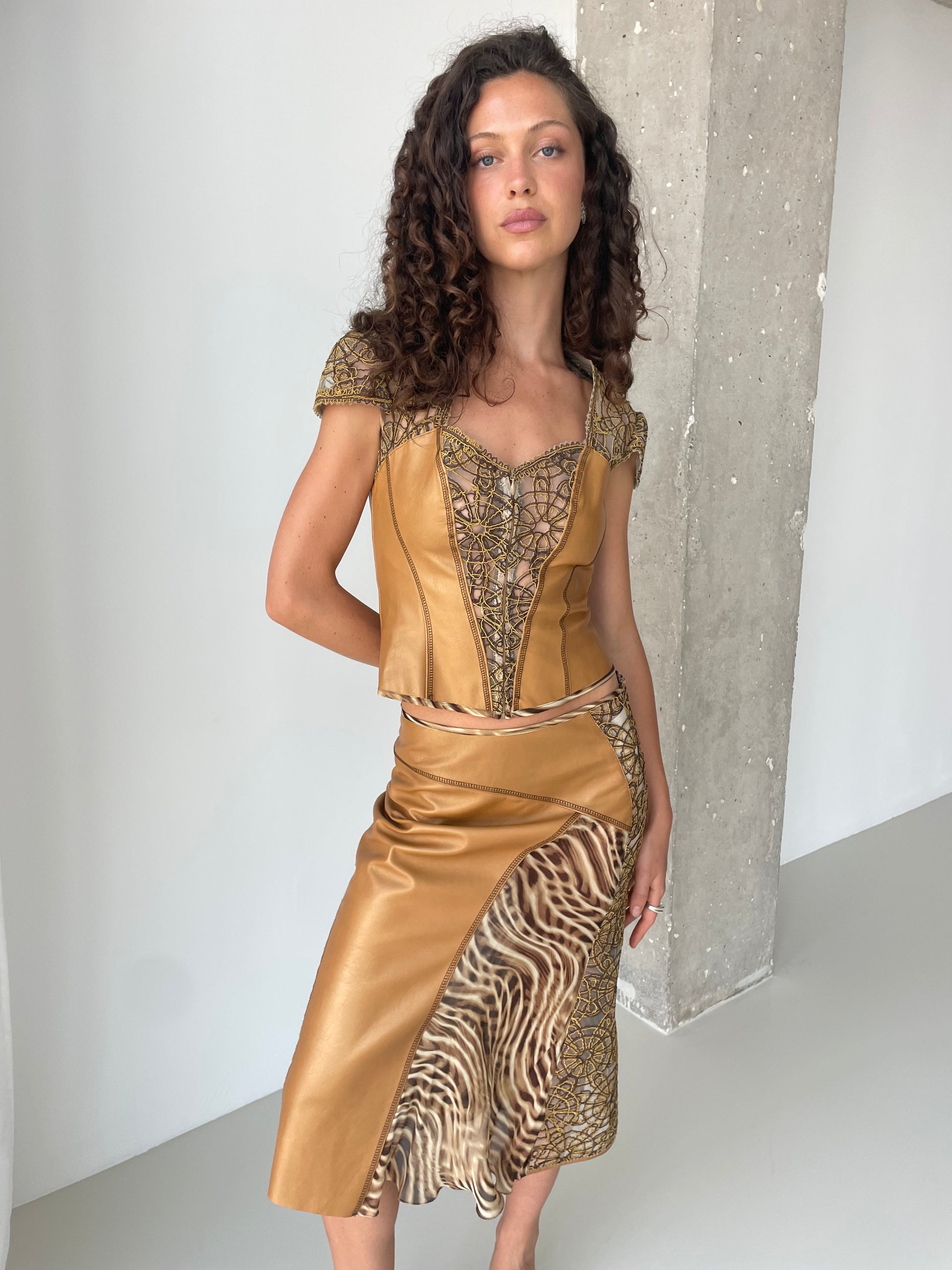 Intricate Leather Bustier Set