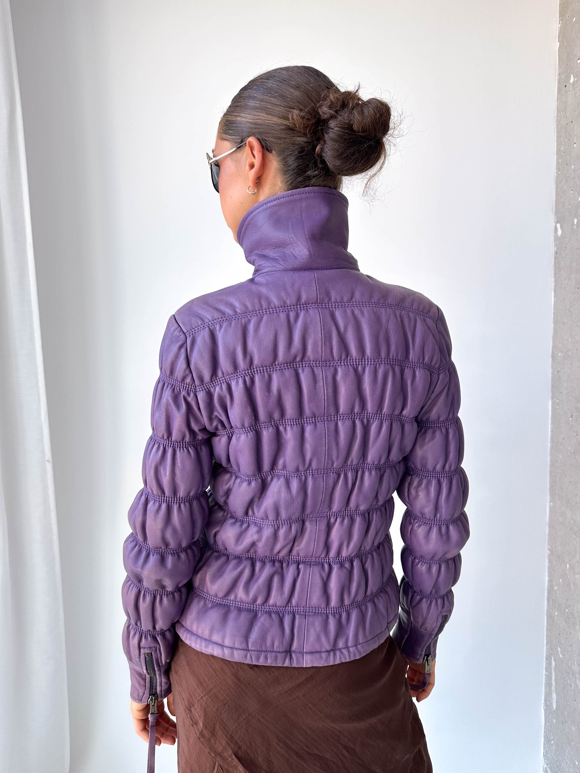 Armani Leather Ruched Jacket