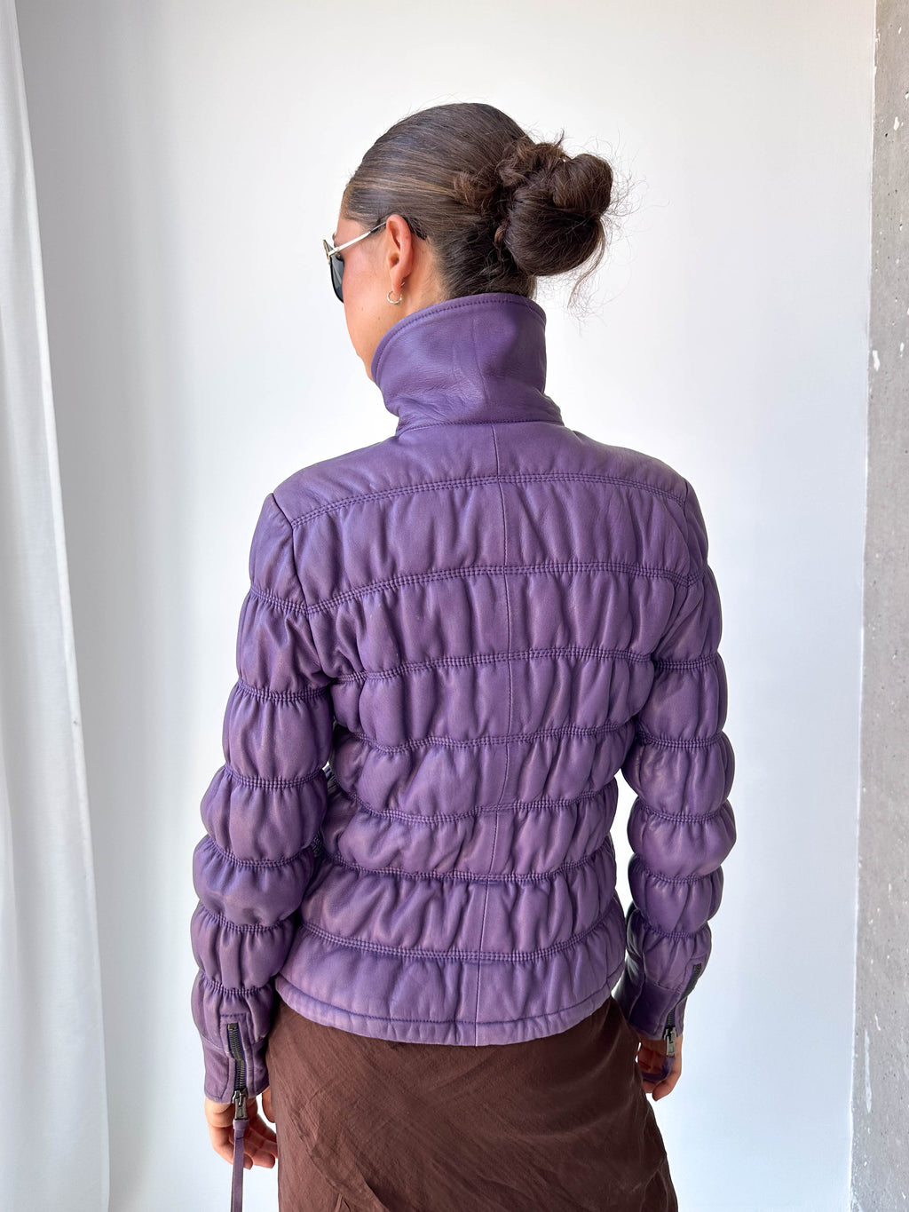 Armani Leather Ruched Jacket