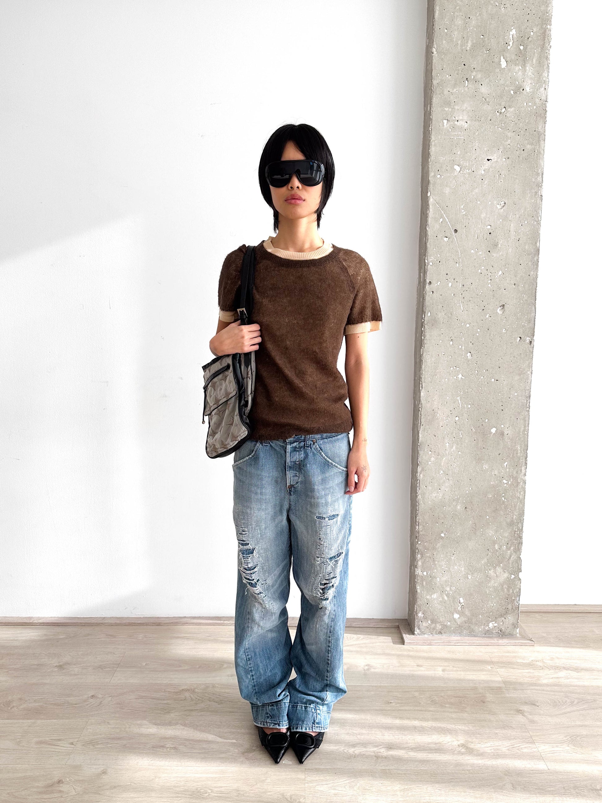 Alpaca Double Layer Short Sleeve Jumper