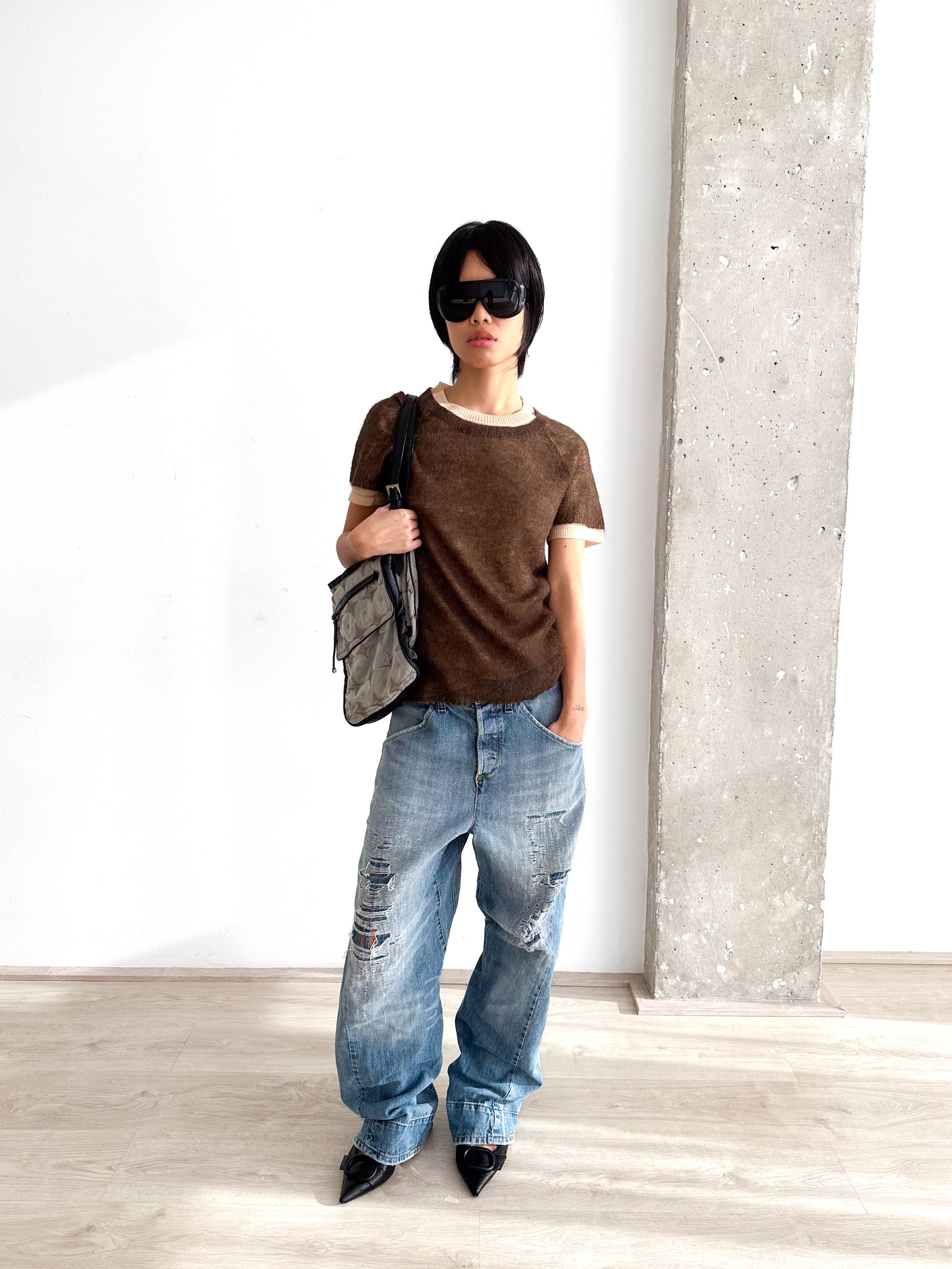 Alpaca Double Layer Short Sleeve Jumper